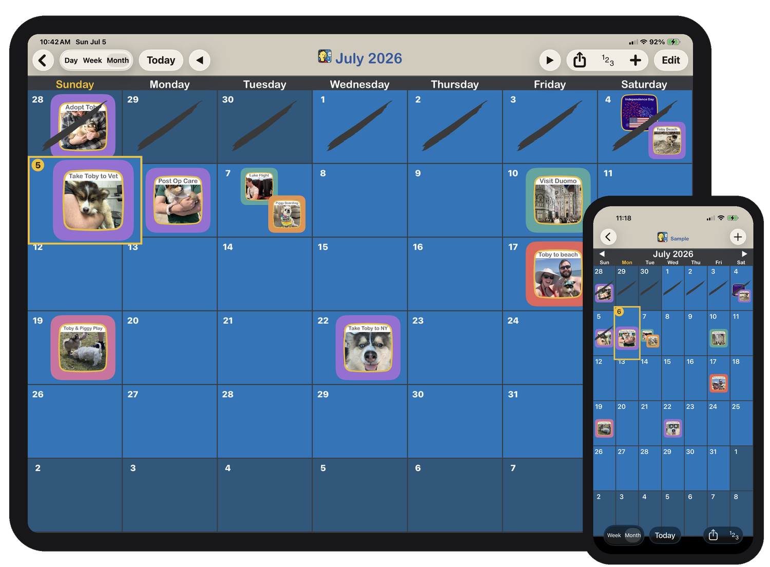 Choiceworks Calendar shown on iPhone and iPad