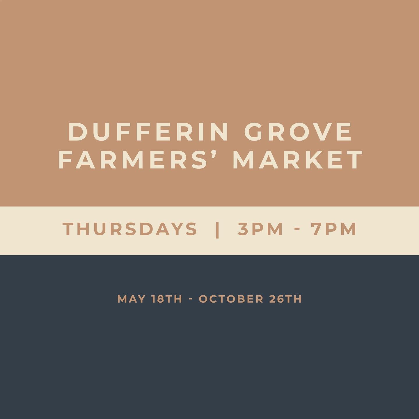FARMERS&rsquo; MARKET SEASON IS BACK! We&rsquo;re so excited to be back at @dufferingrovemarket every Thursday from 3pm- 7pm! Mark your calendars for the first market of the season - NEXT Thursday, May 18th! 

Can&rsquo;t make it on Thursdays? You&rs