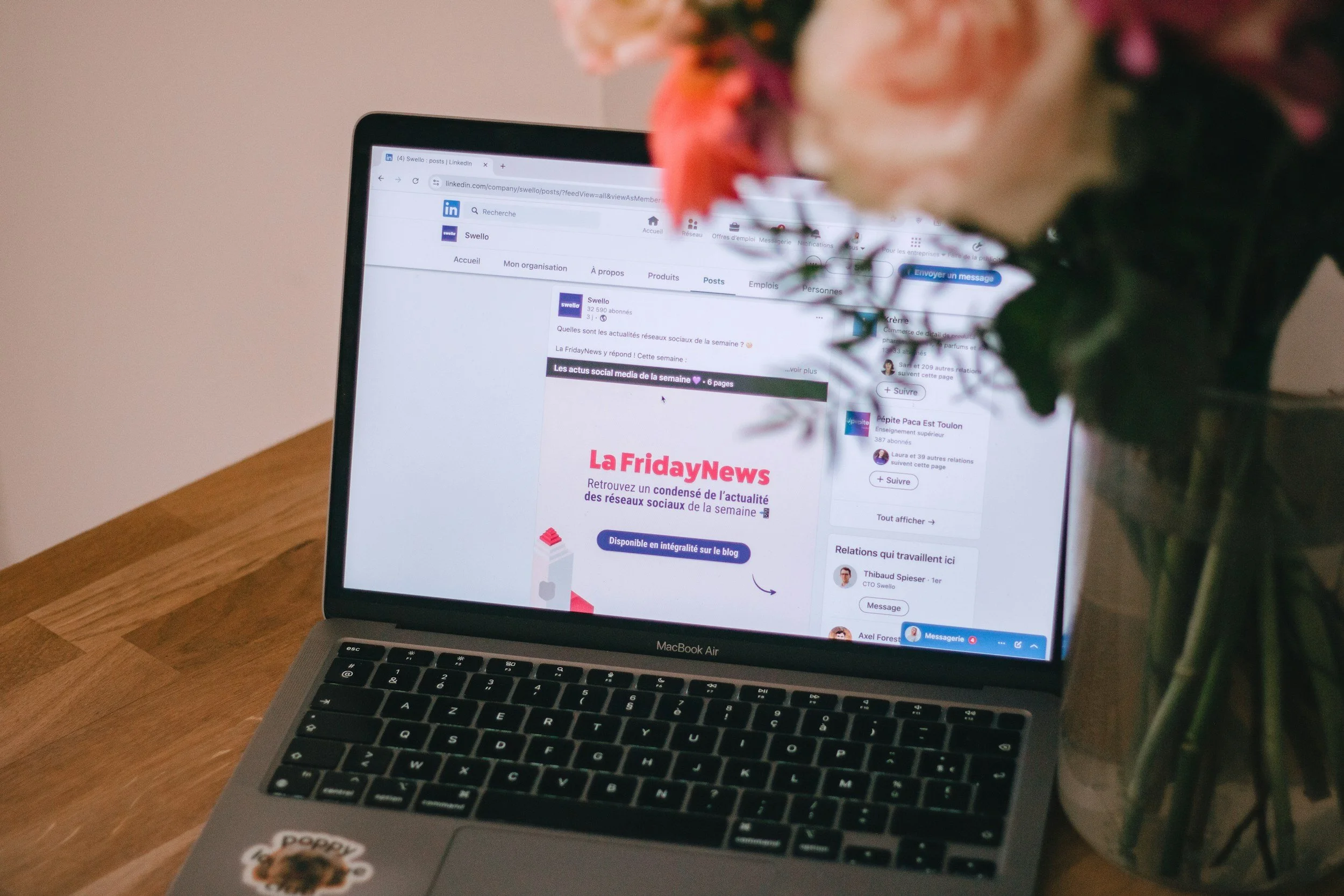 Fil d'actualité LinkedIn où on voit une publication