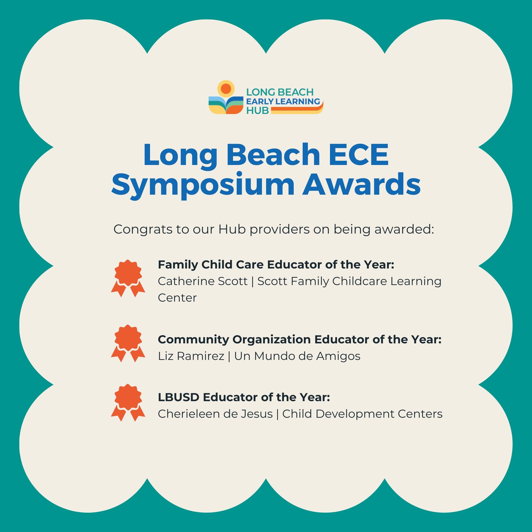 Congratulations to our amazing Hub providers who were honored at the Long Beach Early Childhood Education Symposium! 🥳We are so proud of you and the work that you are doing for our community🎉🤩
