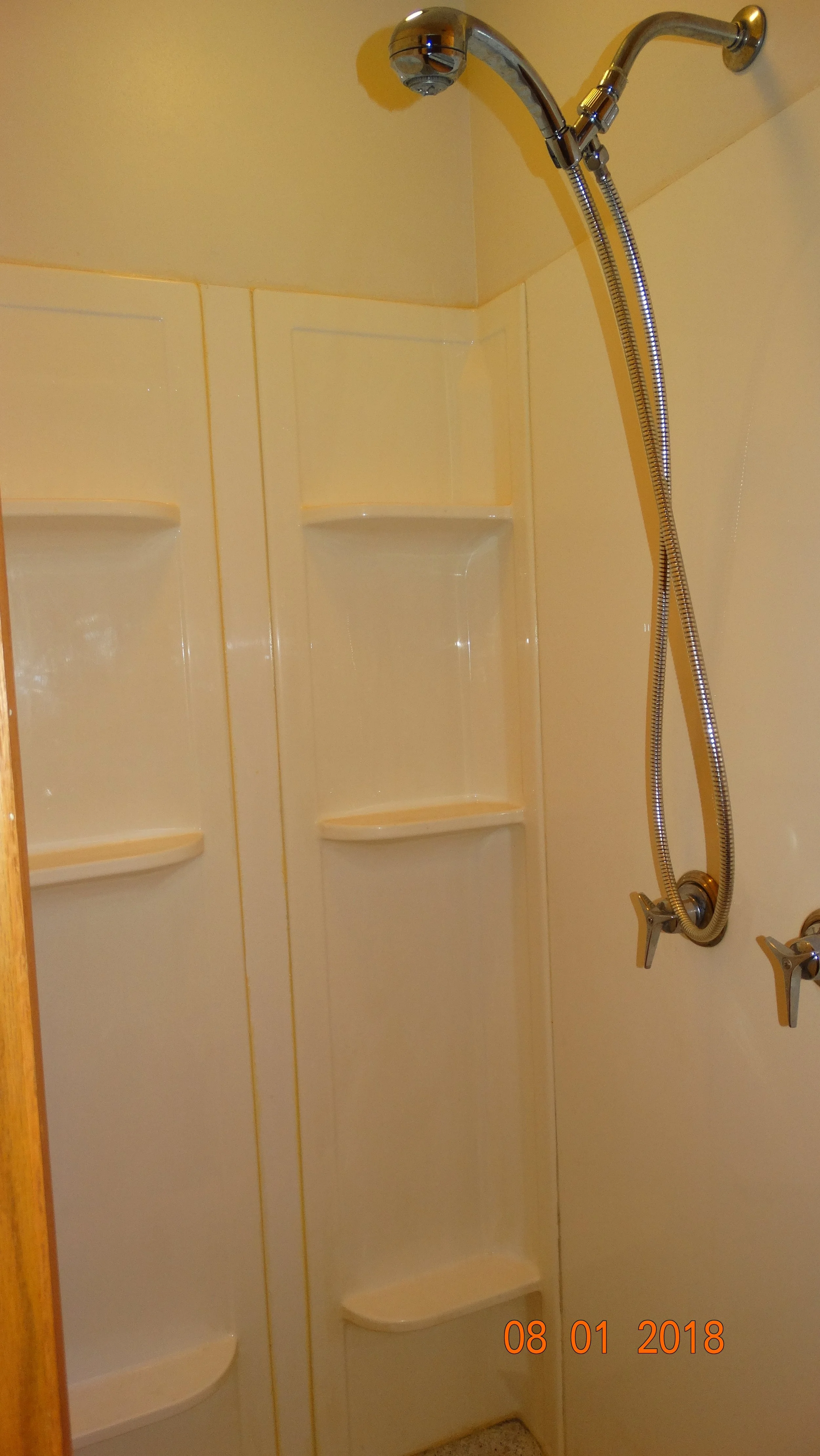 walk in shower in 2-bedroom apartment at Hartwell Place Apartments in Waukesha