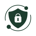 Secure online communication icon with a lock in the center