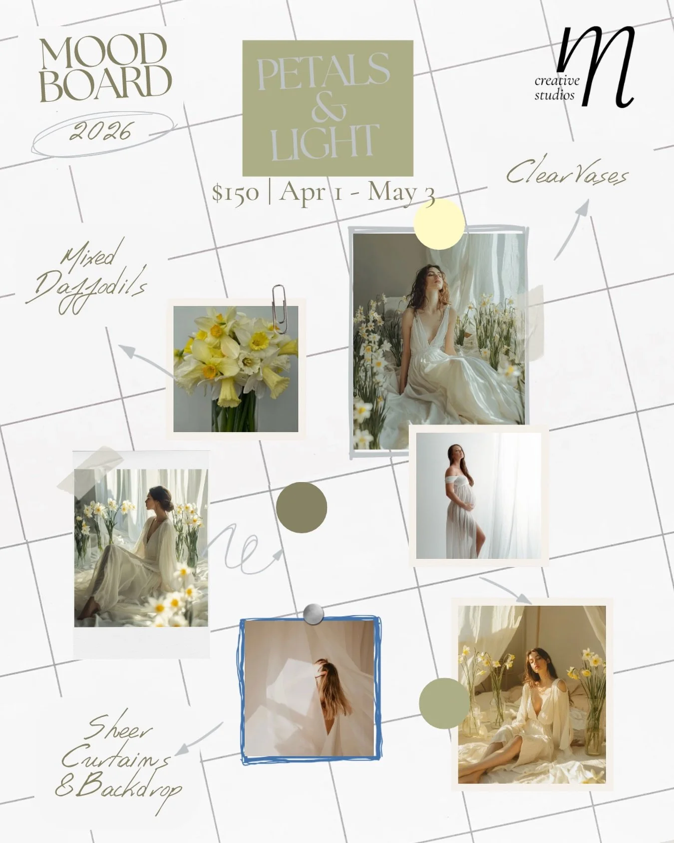 Petals &amp; Light 🌼
April 1, 2026 - May 3, 2026 

An ethereal spring styled set designed to feel soft, feminine, and quietly luminous. Inspired by mixed daffodils, sheer textures, and natural daylight, this set is all about simplicity, elegance, an