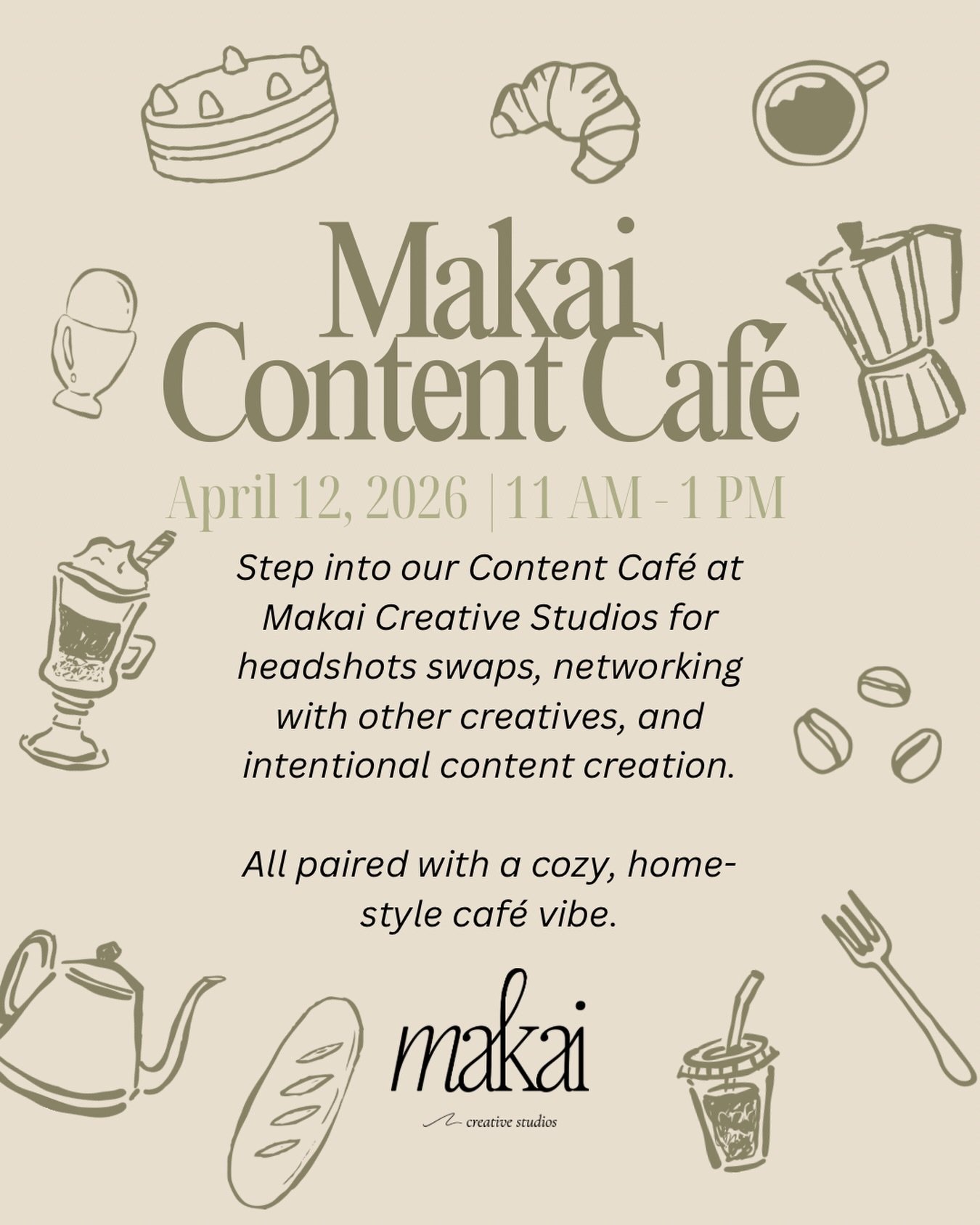 ✨ Calling all creatives! ✨

Join us at Makai Creative Studios&rsquo; Content Caf&eacute; &mdash; a space to create, connect, and capture fresh content. Whether you&rsquo;re a photographer, content creator, or small business owner, this is your chance