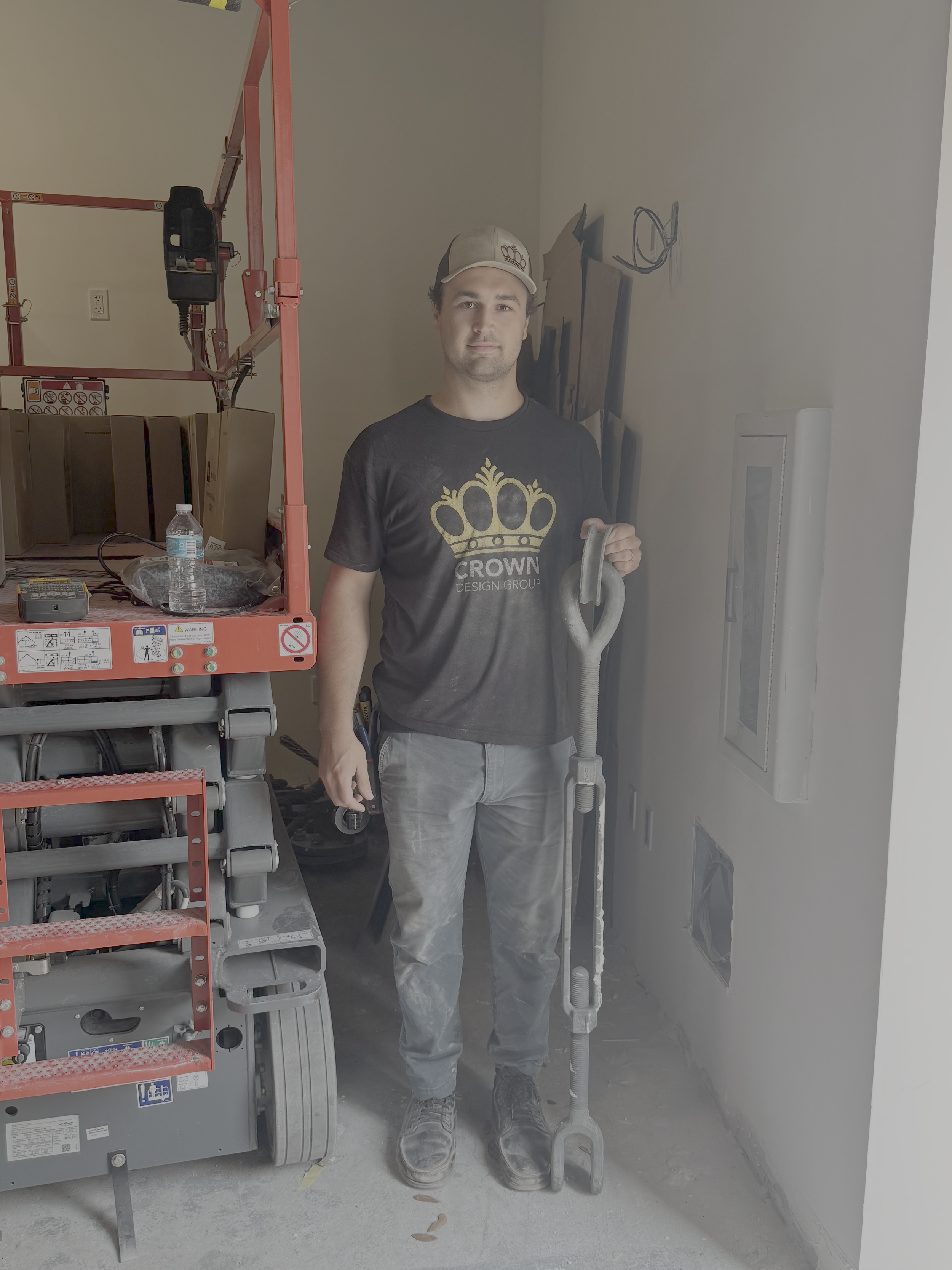 Austin poses with giant turn buckle