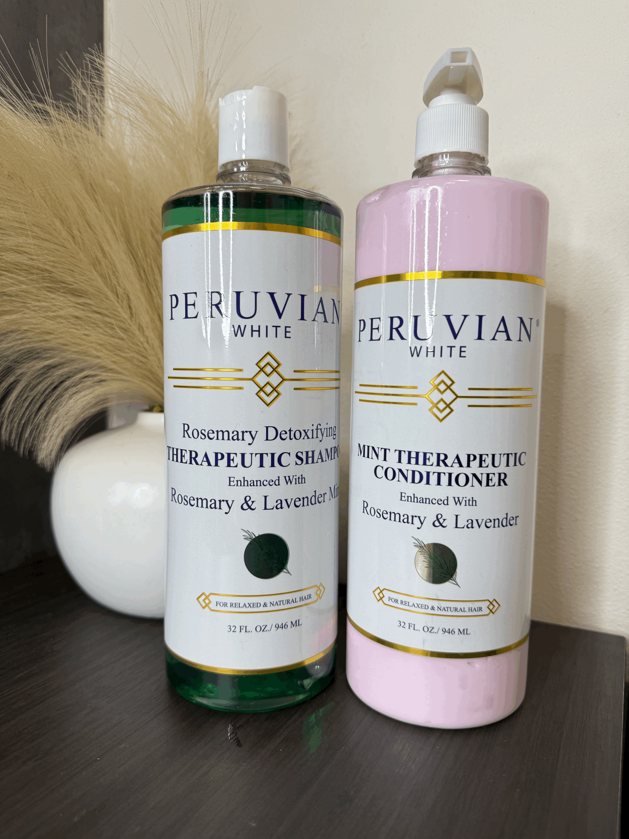 1 ROSEMARY DETOXIFYING THERAPEUTIC SHAMPOO ENHANCED WITH ROSEMARY & LAVENDER MINT 32OZ | 1 MINT THERAPEUTIC CONDITIONER ENHANCED WITH ROSEMARY & LAVENDER 32OZ