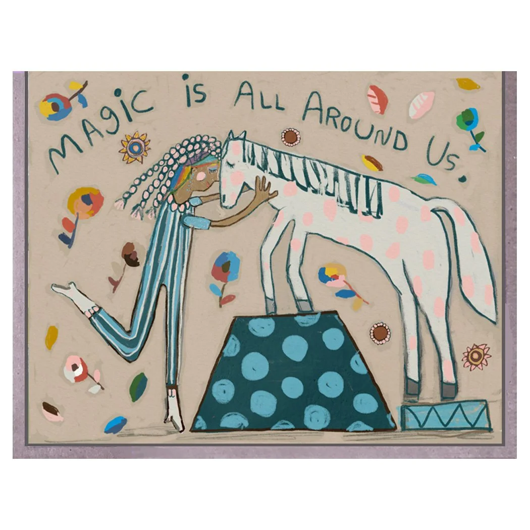 magic horse girl. card. brenda olson