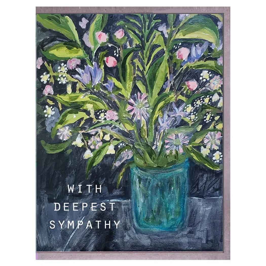 purple flowers-sympathy. card. brenda olson