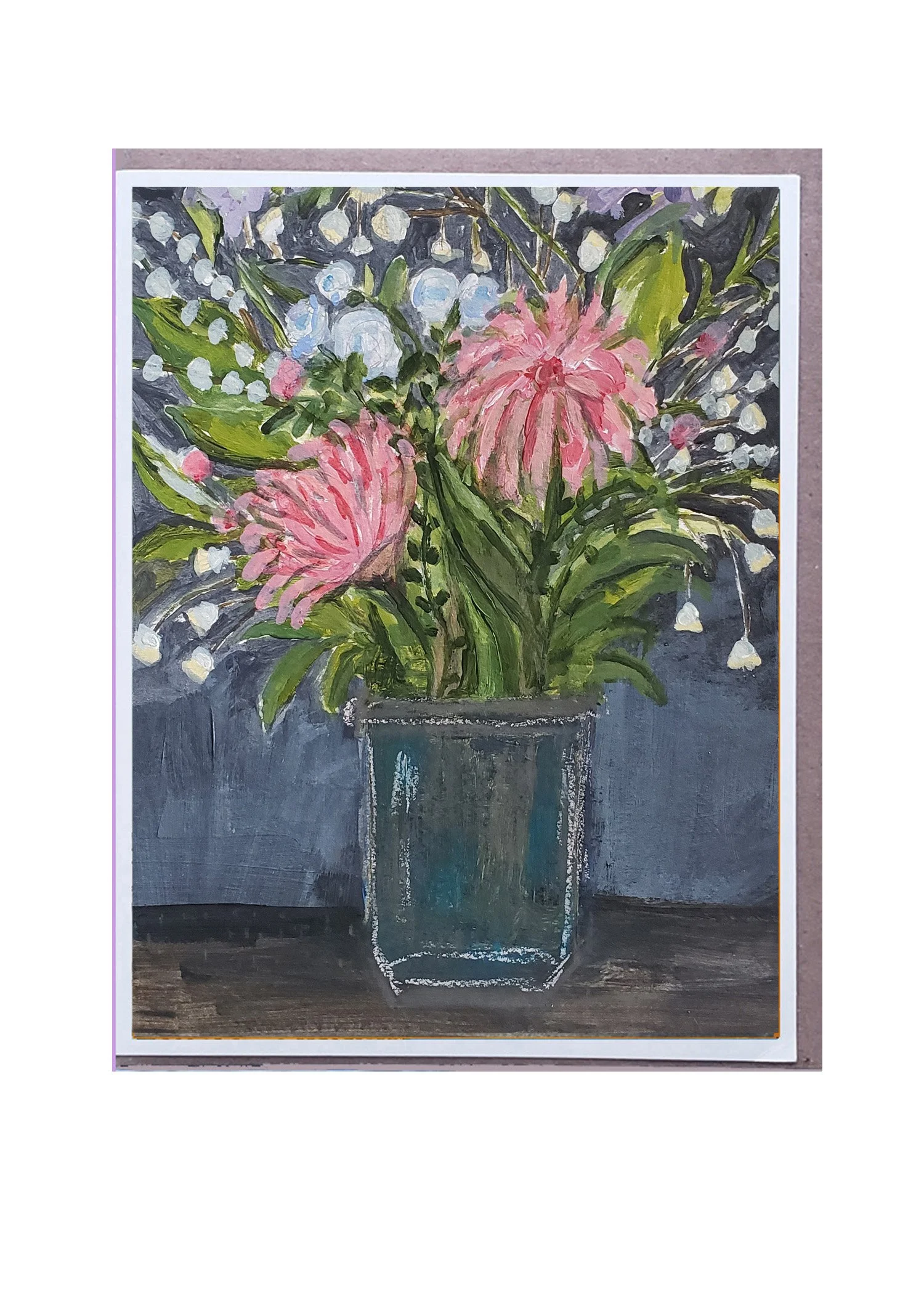 pink flowers. card. brenda olson
