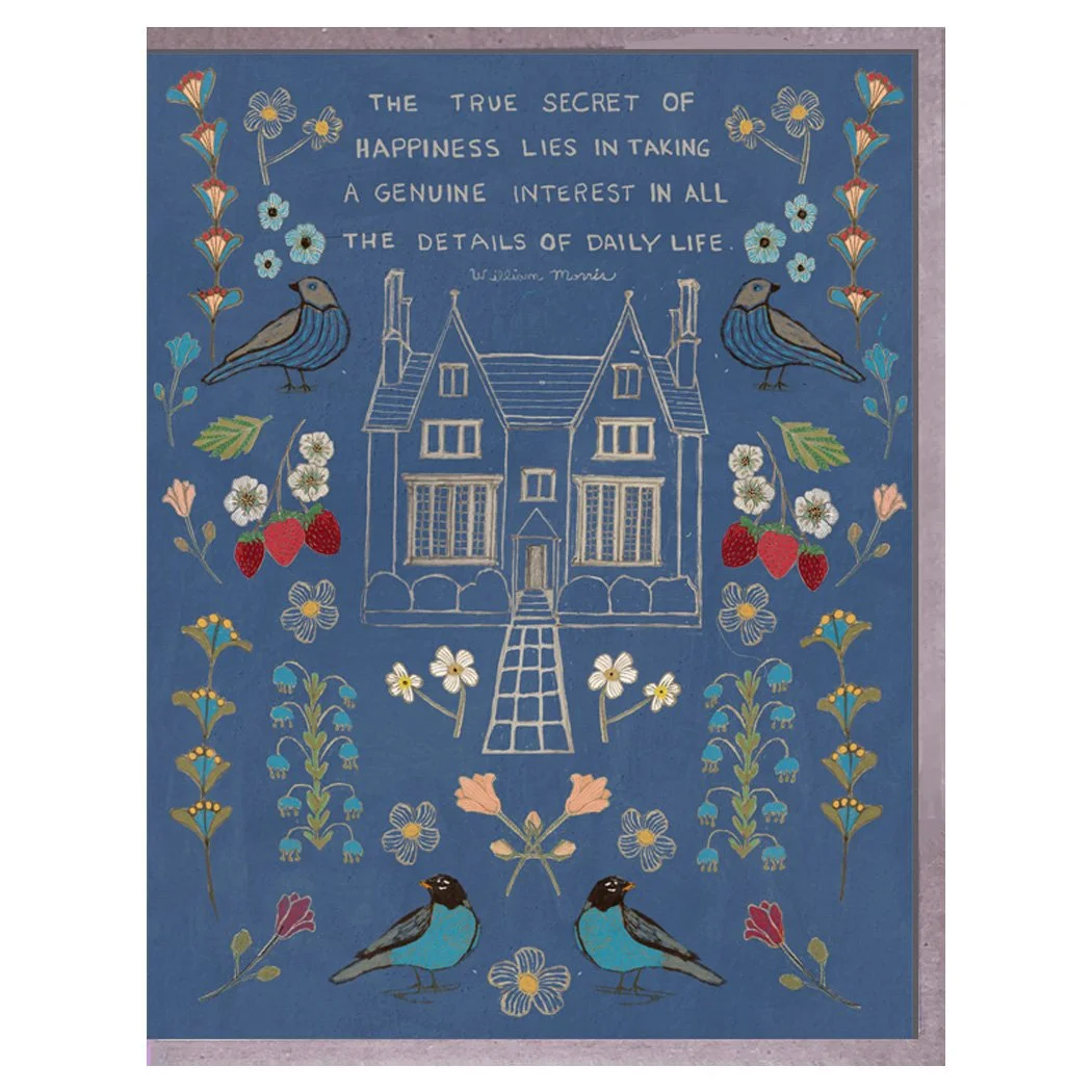 house garden quote blue. card. brenda olson