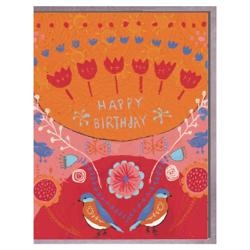 2 birds orange hb. card. brenda olson