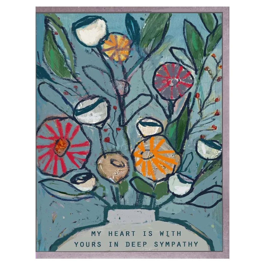 blue line flowers sympathy. card. brenda olson