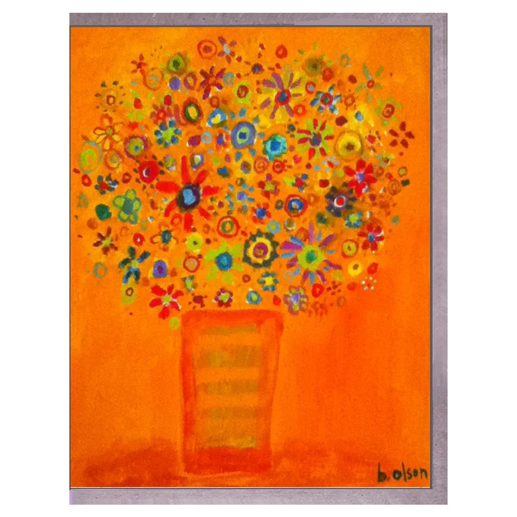 orange flowers. card. brenda olson