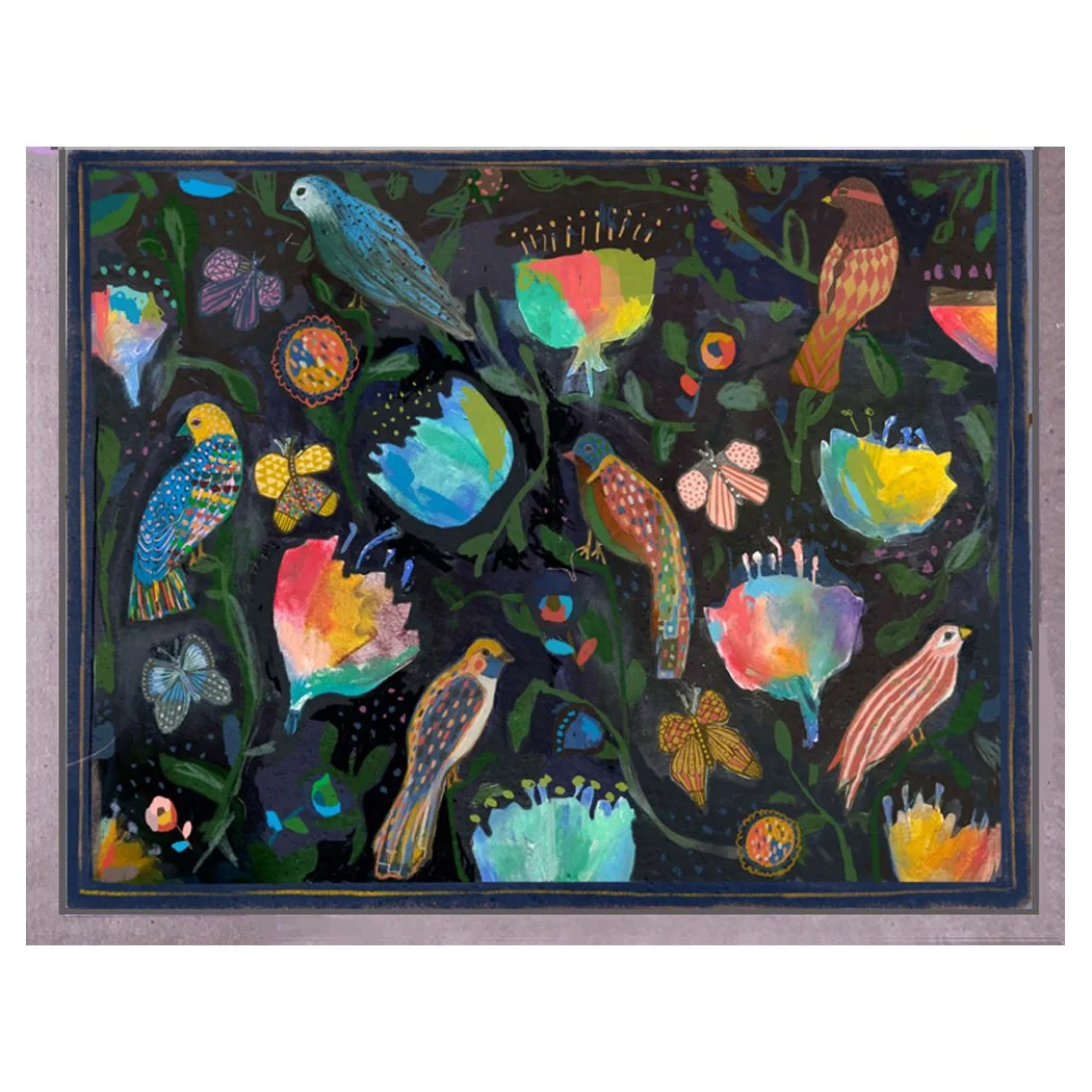 birds + flowers. card. brenda olson