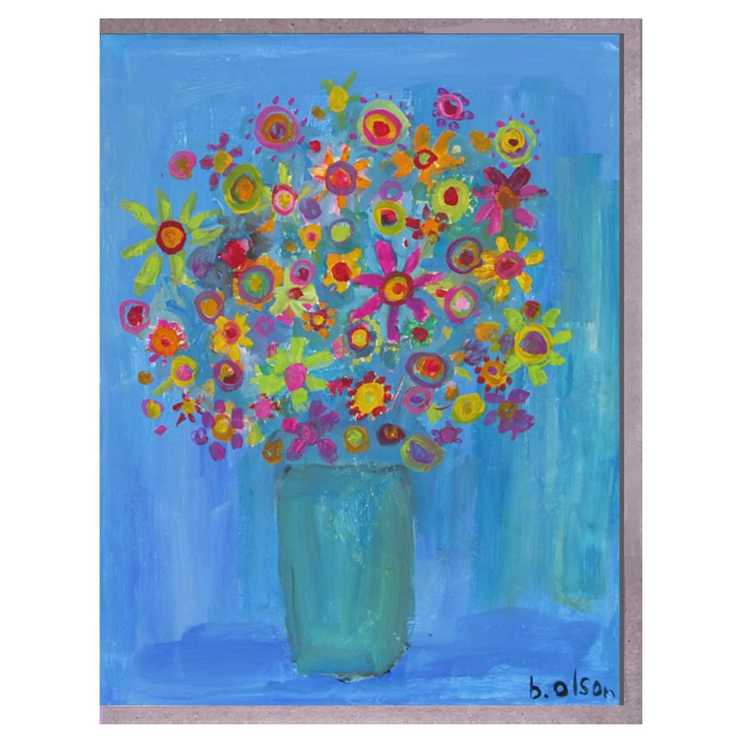 blue flowers. card. brenda olson