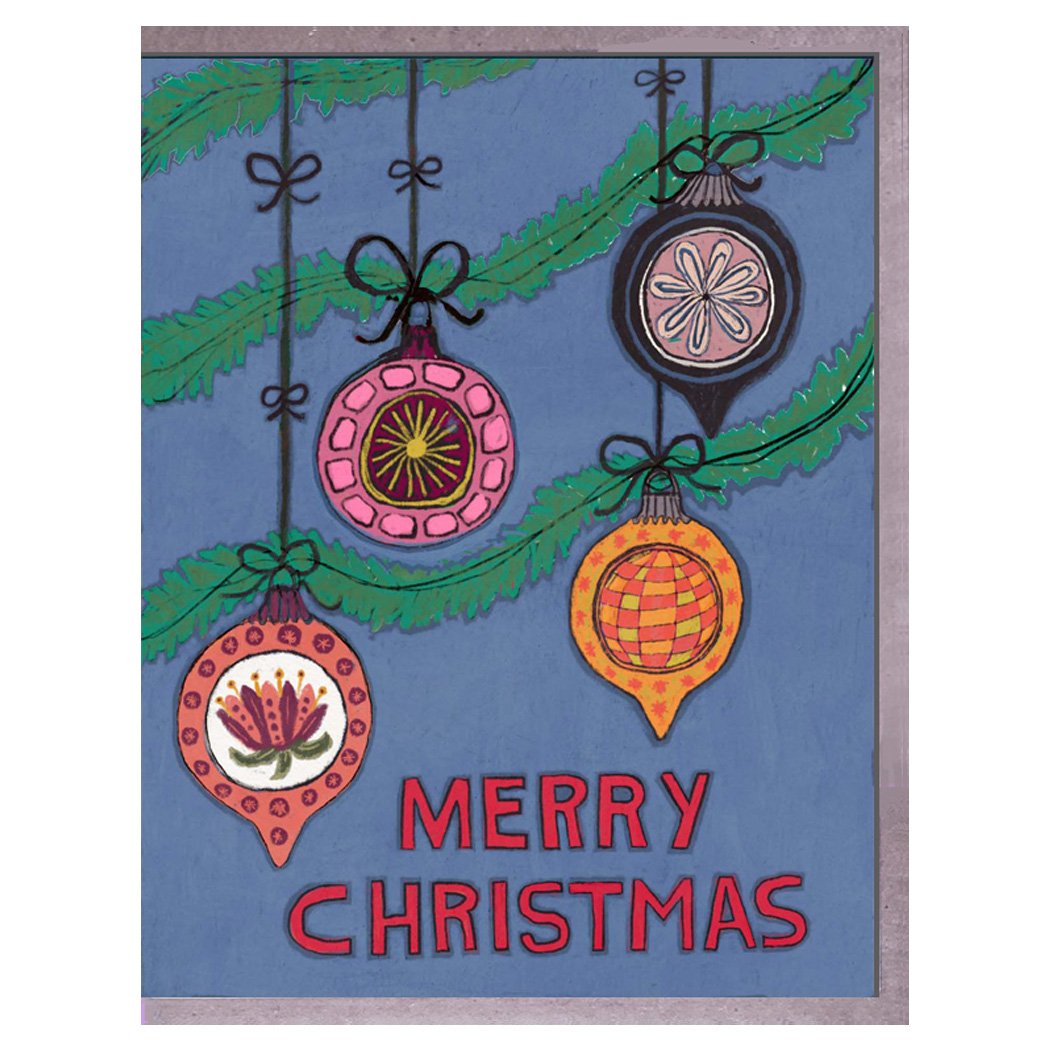 ornaments blue. card. brenda olson