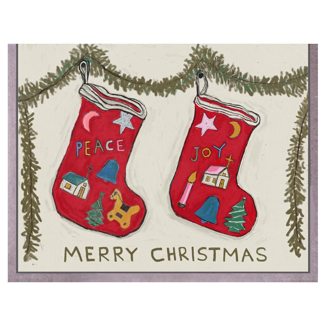 peace + joy stockings. card. brenda olson