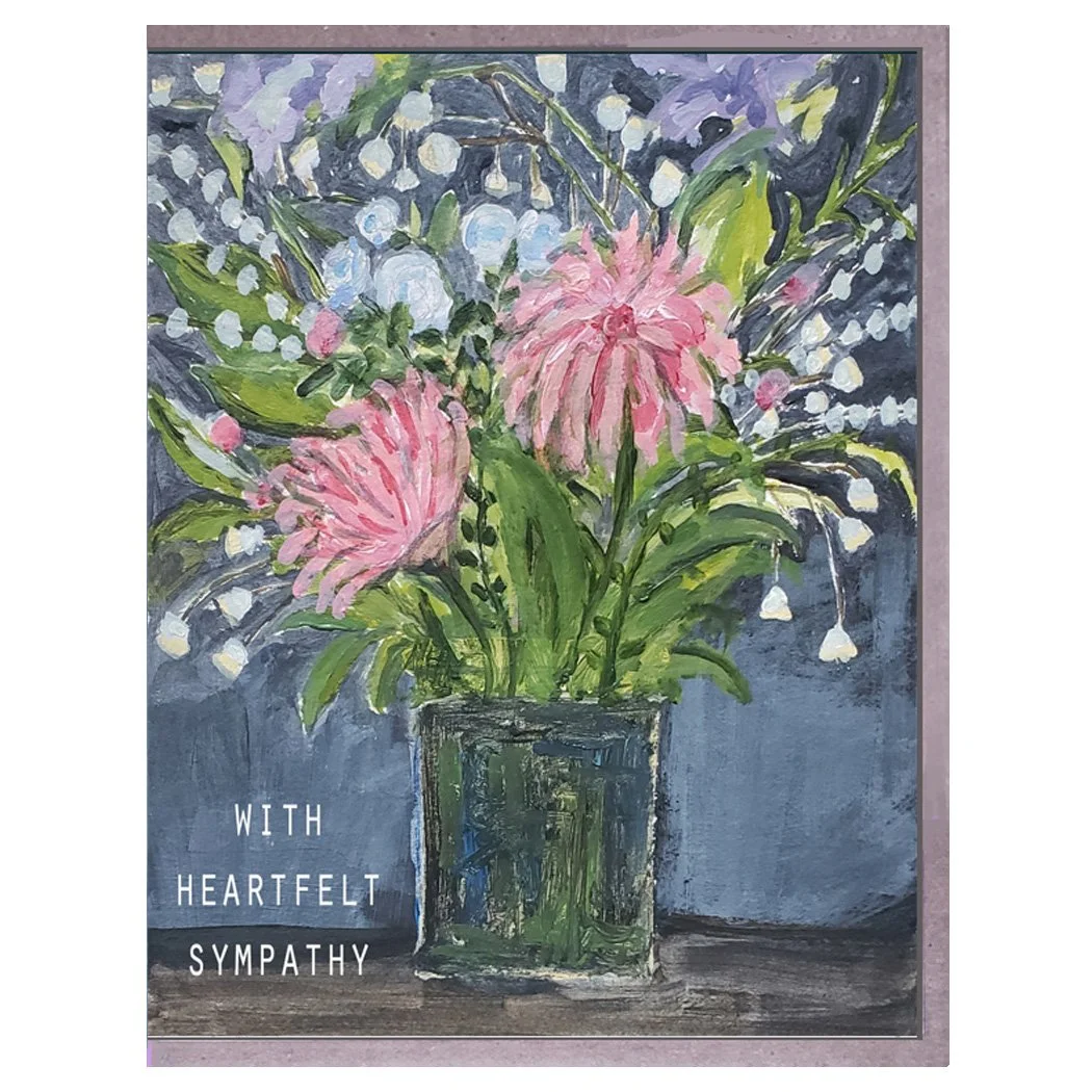 pink flowers-sympathy. card. brenda olson