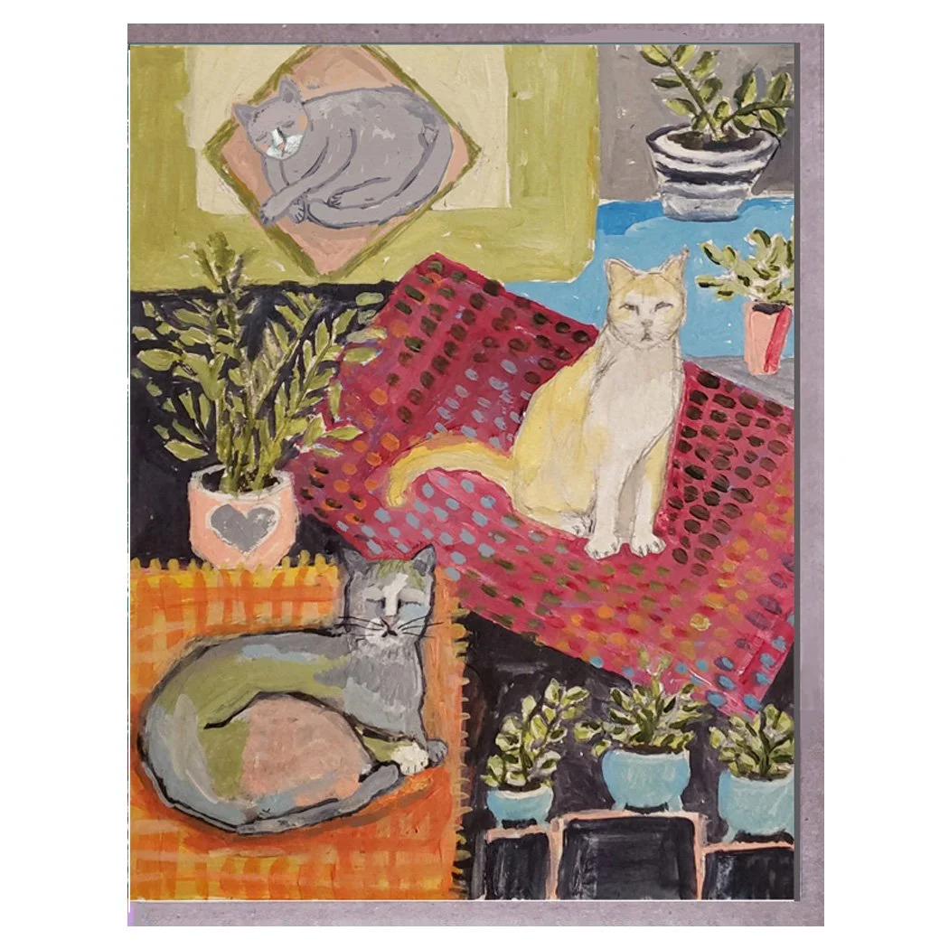 cats on rugs. card. brenda olson