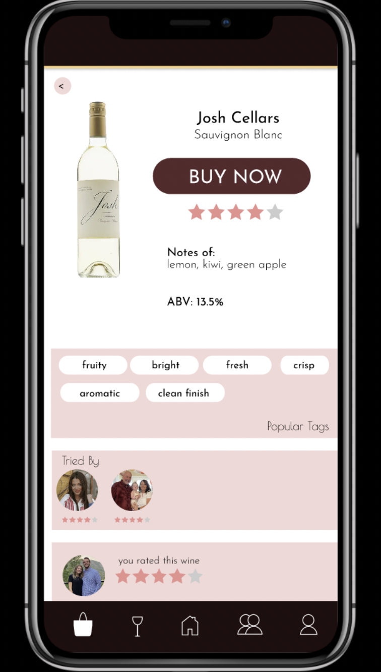 Wine profile page from my prototype app, The Wine List.