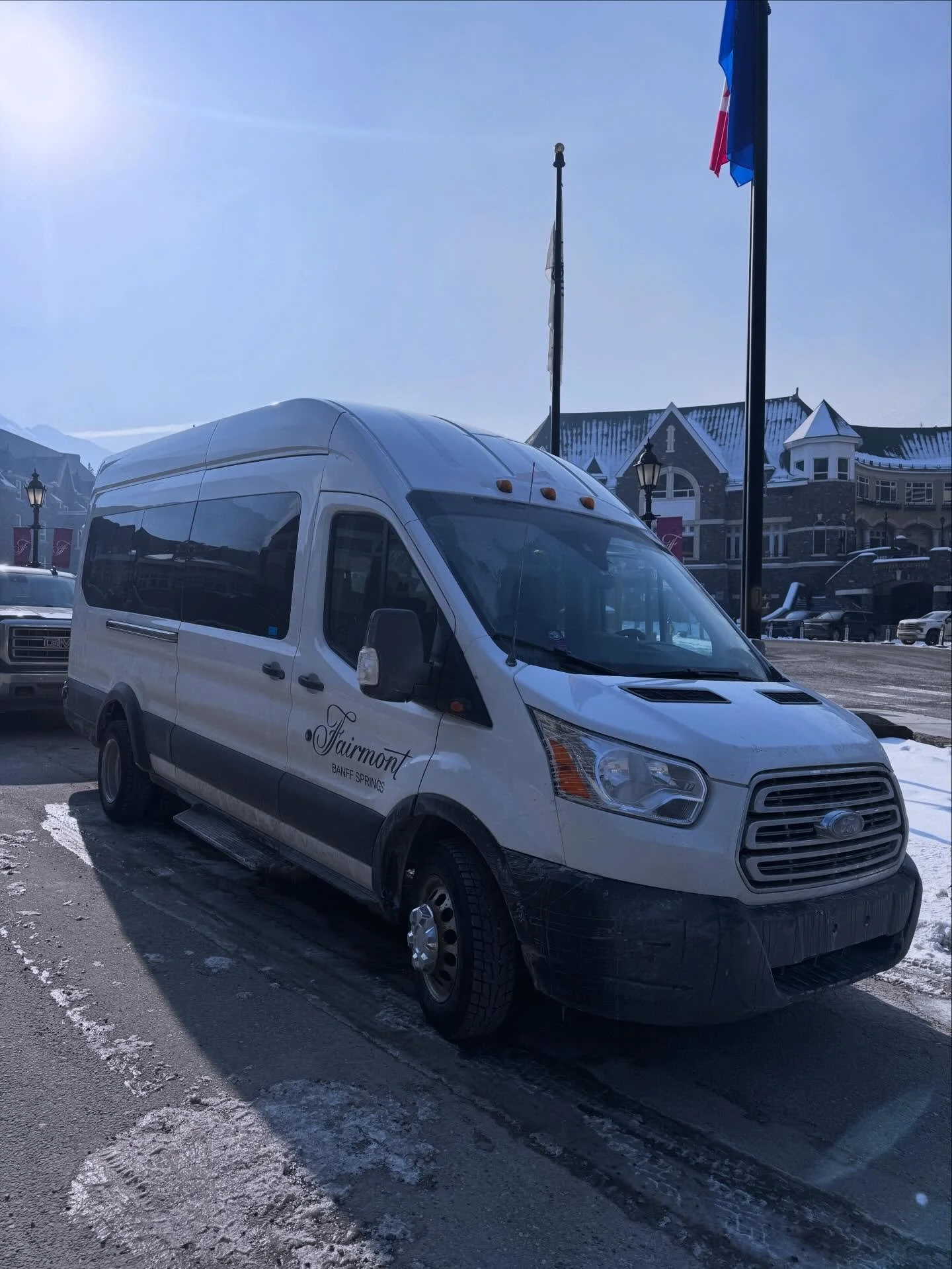 Transit - Quick maintenance detail for The Banff Springs , still cold out there , but we are still working! #banff #banffsprings