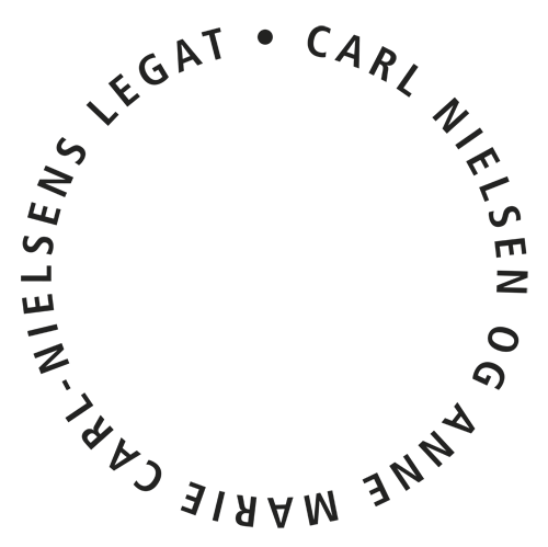 Circular black logo with text around the edge that reads "Carl Nielsen og Anne Marie Carl-Nielsens Legat".