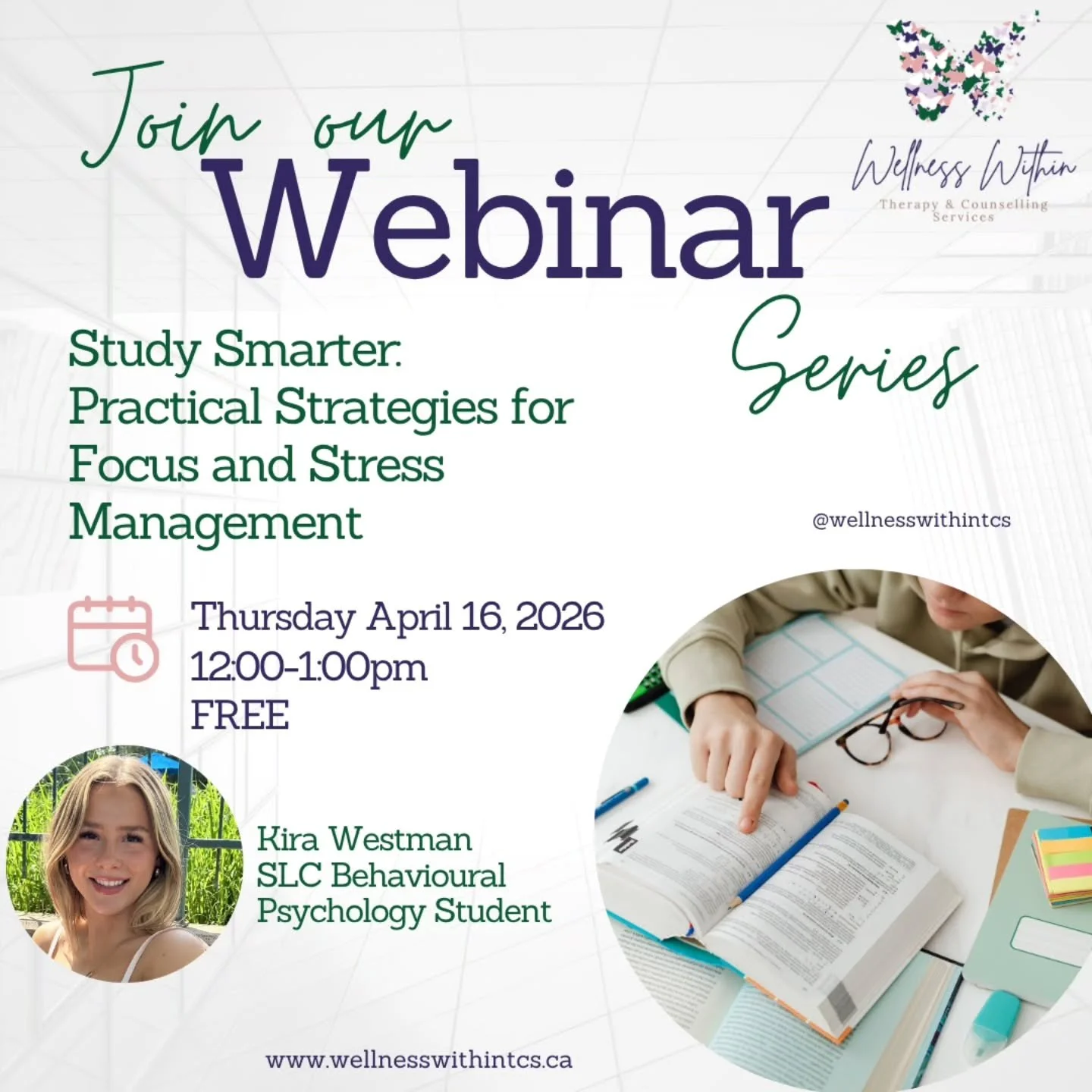 April exams are here&hellip; and so is the pressure 📚🤯

If your focus is slipping and stress is creeping in, this one&rsquo;s for you.

Join us for a webinar on practical study strategies for focus + stress management&mdash;real, doable tools to he