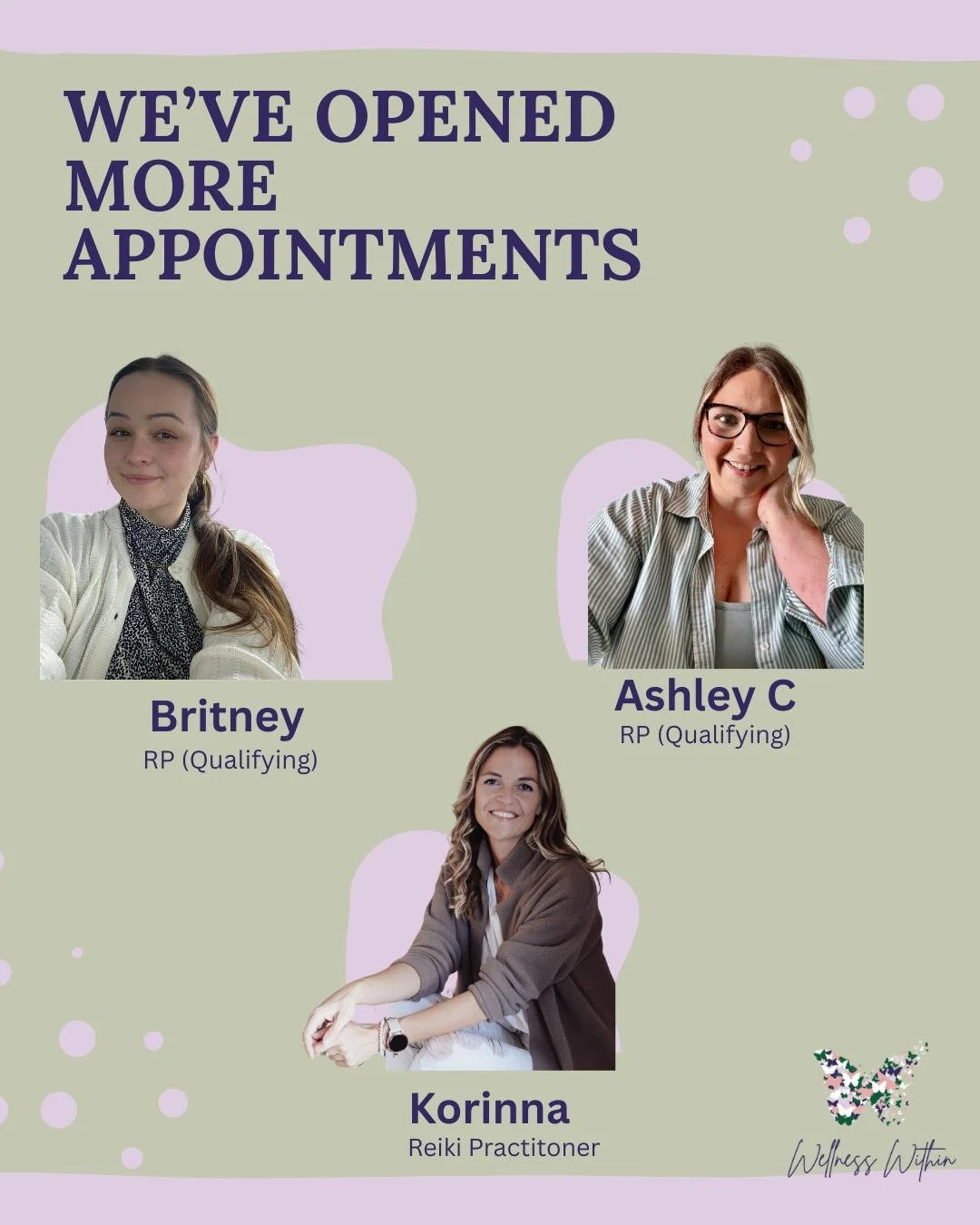 We opened more appointments 🤍 Which means more space to connect, be supported, and take that next step -whatever that looks like for you.

🦋 Britney (RP Qualifying) is here for teens + adults navigating life&rsquo;s many layers&mdash;with a grounde