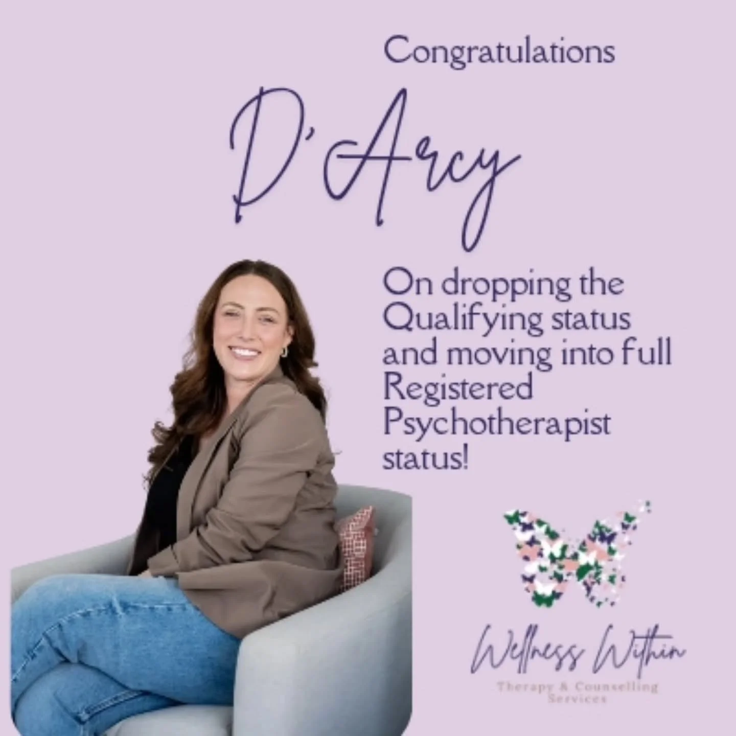 This month we&rsquo;re celebrating a huge milestone for D&rsquo;Arcy as she officially moves from Qualifying status into full Registered Psychotherapist status with the CRPO. 👏✨

This achievement reflects years of clinical work, supervision, continu
