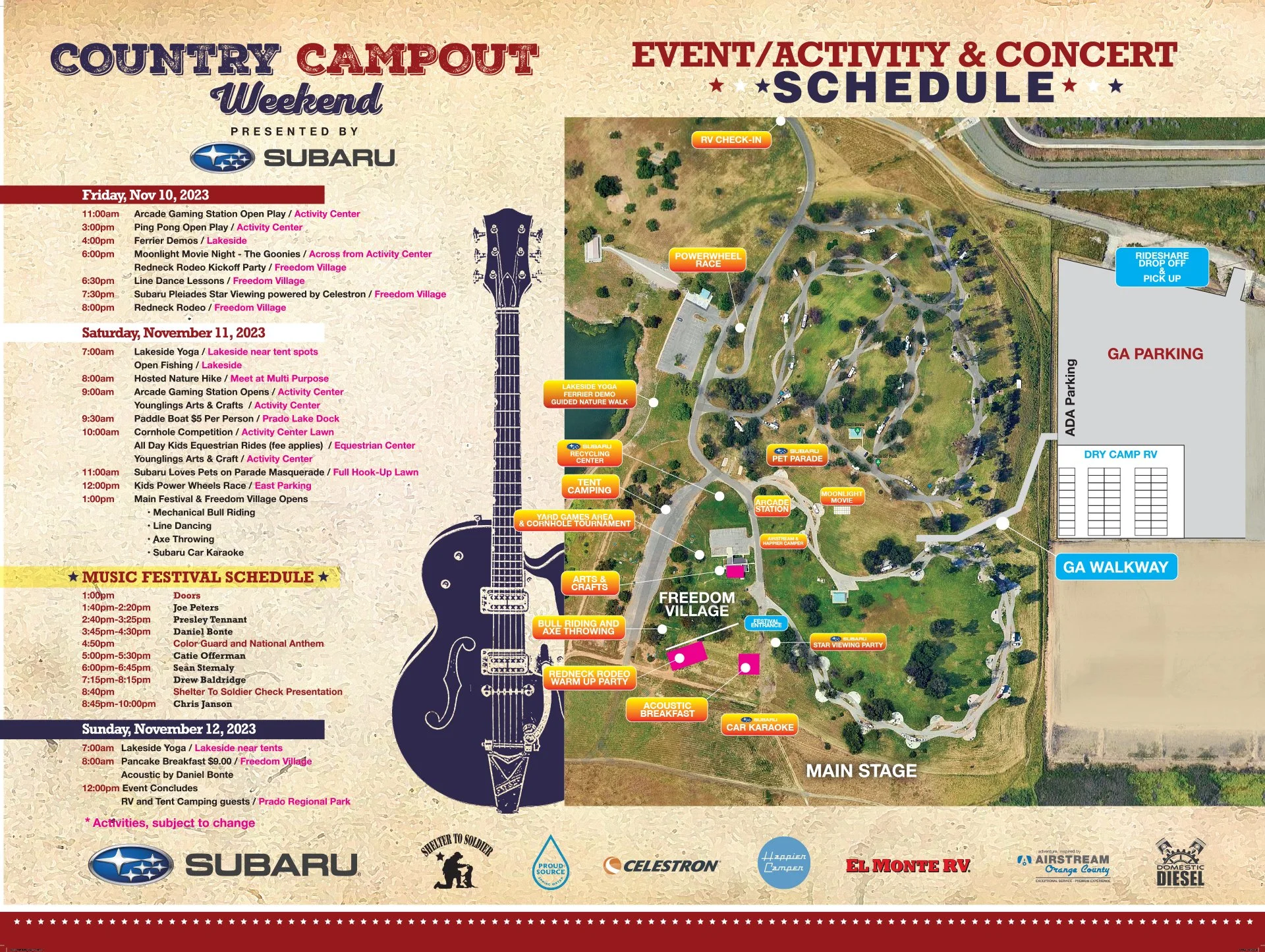 Activity Schedule — Country Campout Weekend