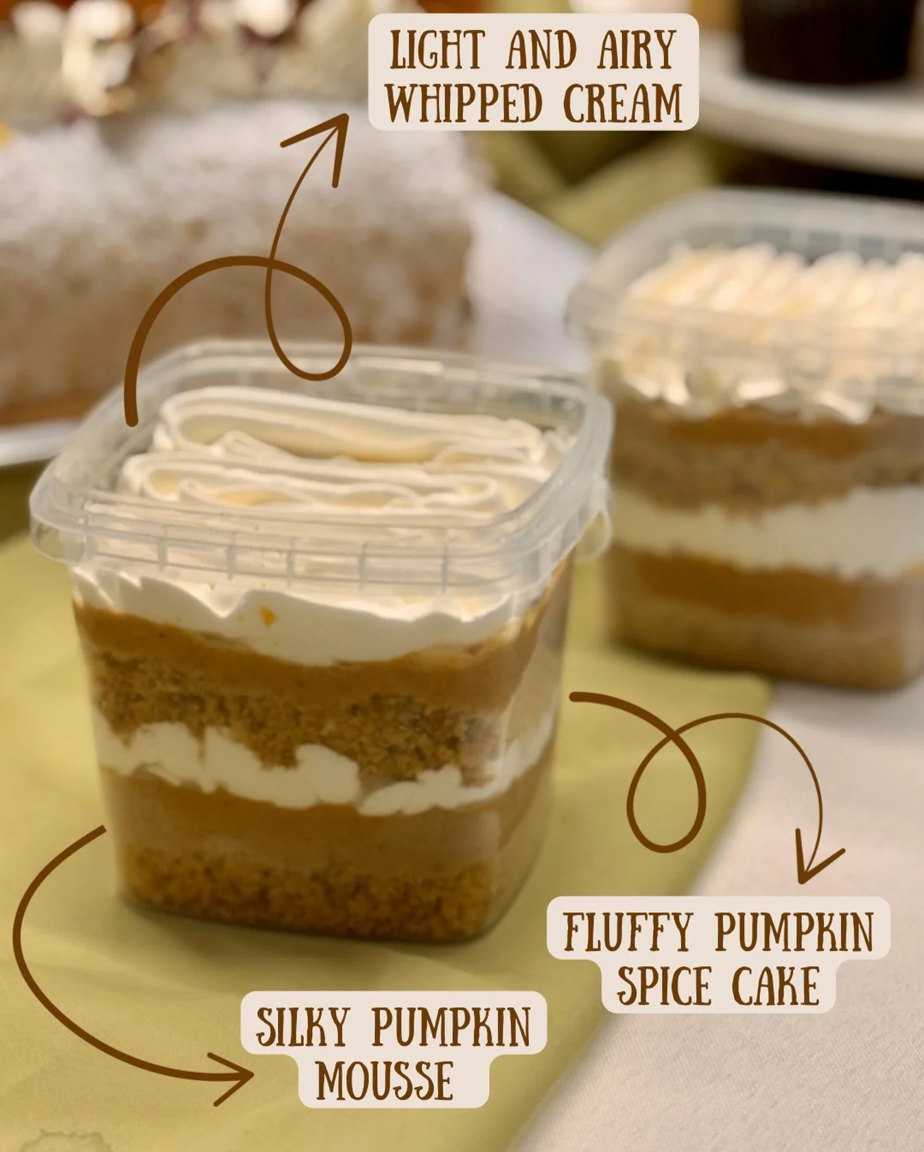 Have you tried our pumpkin trifle? ✨It&rsquo;s truly irresistible✨

Fluffy layers of pumpkin spice cake, layered with a silky pumpkin mousse and a light, airy whipped cream🤤 It&rsquo;s the perfect addition to any Thanksgiving spread&mdash;and the pe