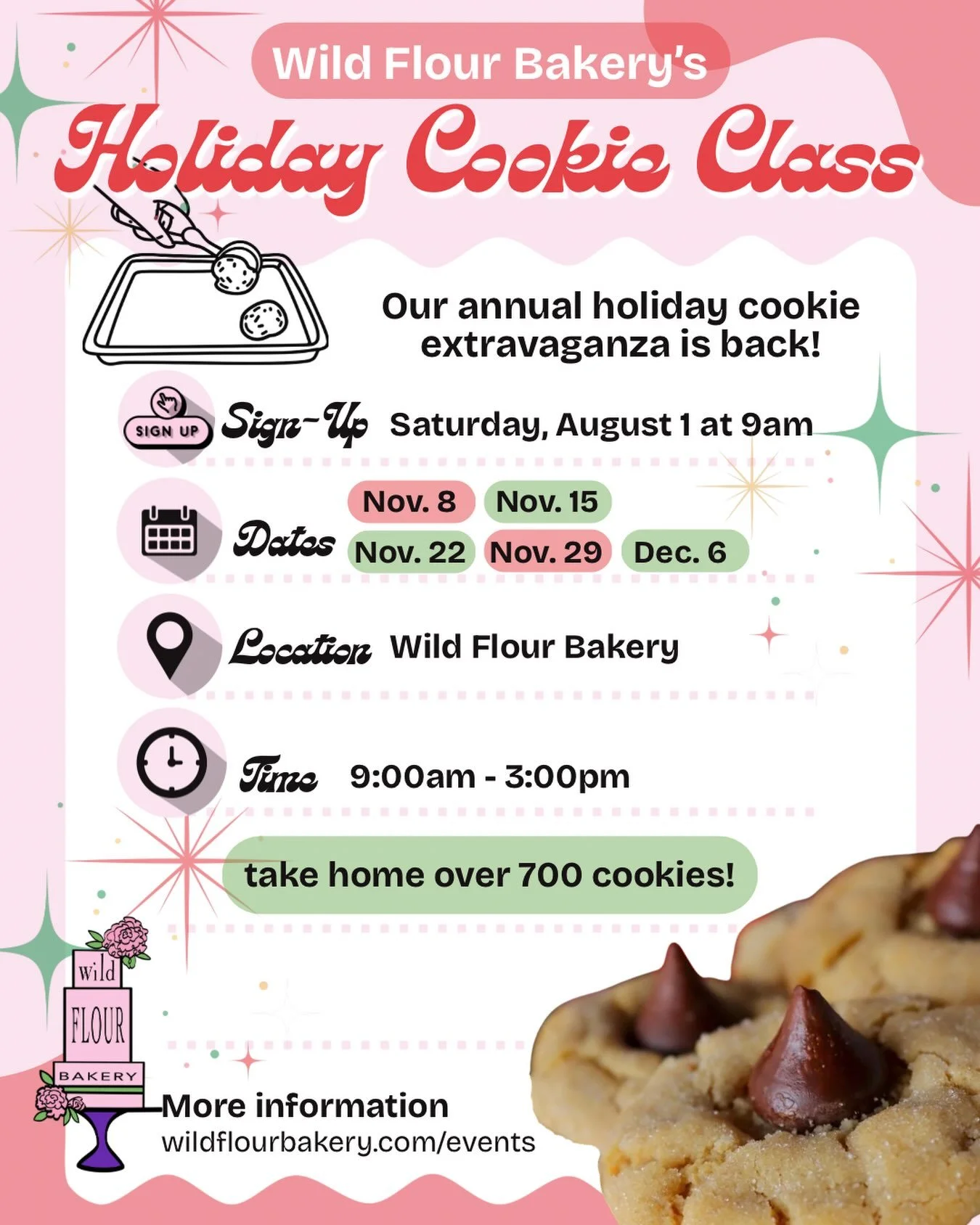 Holiday Cookie Classes at Wild Flour are back! 👩&zwj;🍳🍪

Get a head start on all of your holiday cookie baking when you sign up for one of our classes! 

You&rsquo;ll get a hands-on experience in the Wild Flour kitchen as our very own Flourettes l