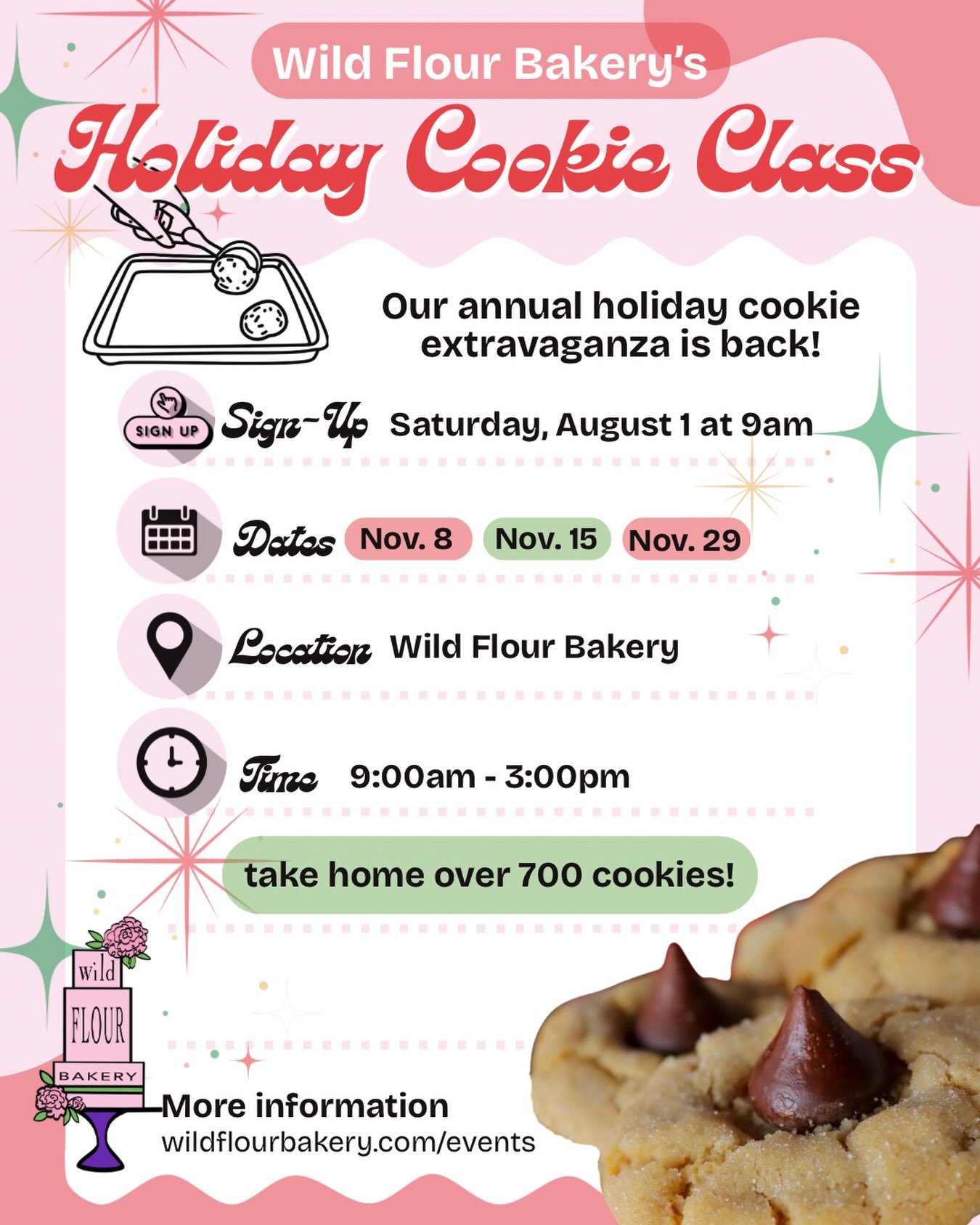 Holiday Cookie Classes at Wild Flour are back! 👩&zwj;🍳🍪

Get a head start on all of your holiday cookie baking when you sign up for one of our classes! 

You&rsquo;ll get a hands-on experience in the Wild Flour kitchen as our very own Flourettes l