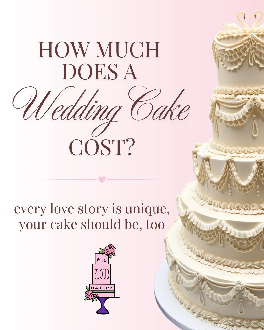 Next up in our Saturday Wedding series is here to help you figure out the price of your cake! 💍🎂❤️

There are so many details involved when it comes to planning a wedding; we are hoping to make the cake the easiest and *sweetest* part of your plans