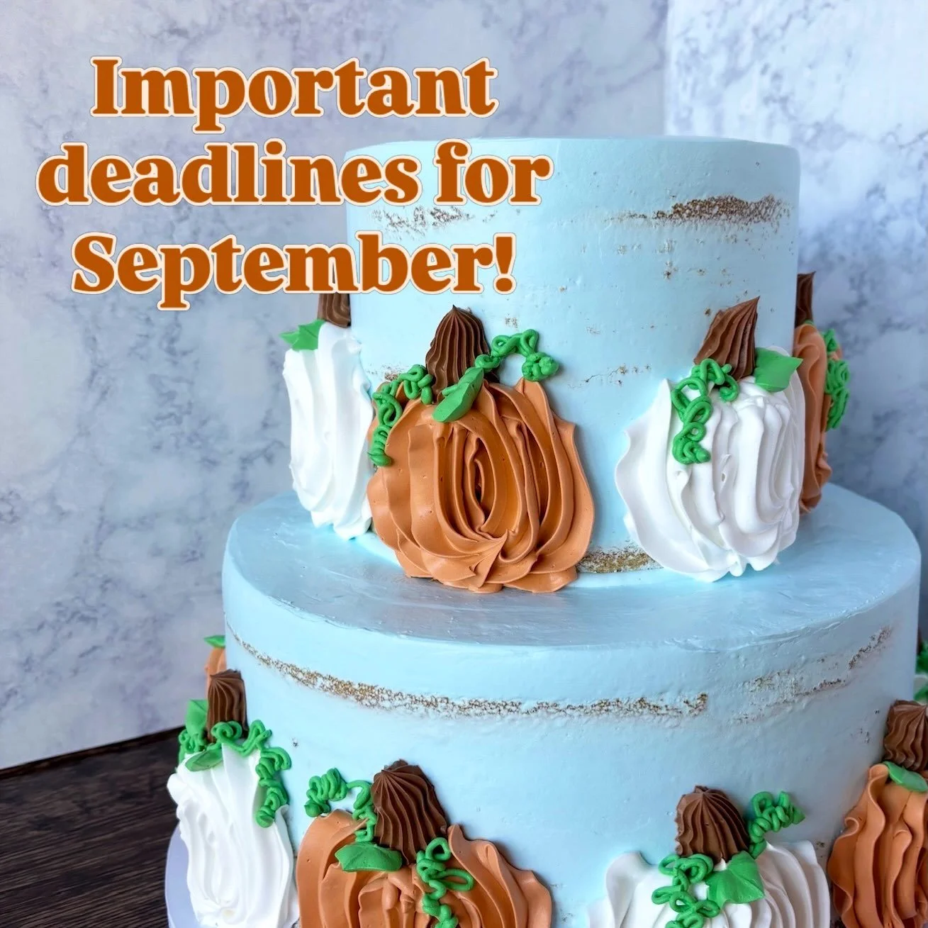 ✨Our first &lsquo;ber month has been filling up quick! Please pay attention to these deadlines for your cake orders!!✨

If you need a SIGNATURE DESIGN cake before the 19th the deadline to order is this Saturday, Sept 5 by 2pm. 

If you need a CUSTOM 