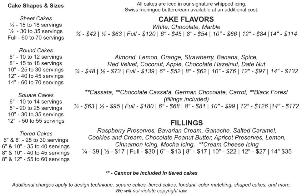 Starting Prices and Flavors — Wild Flour Bakery