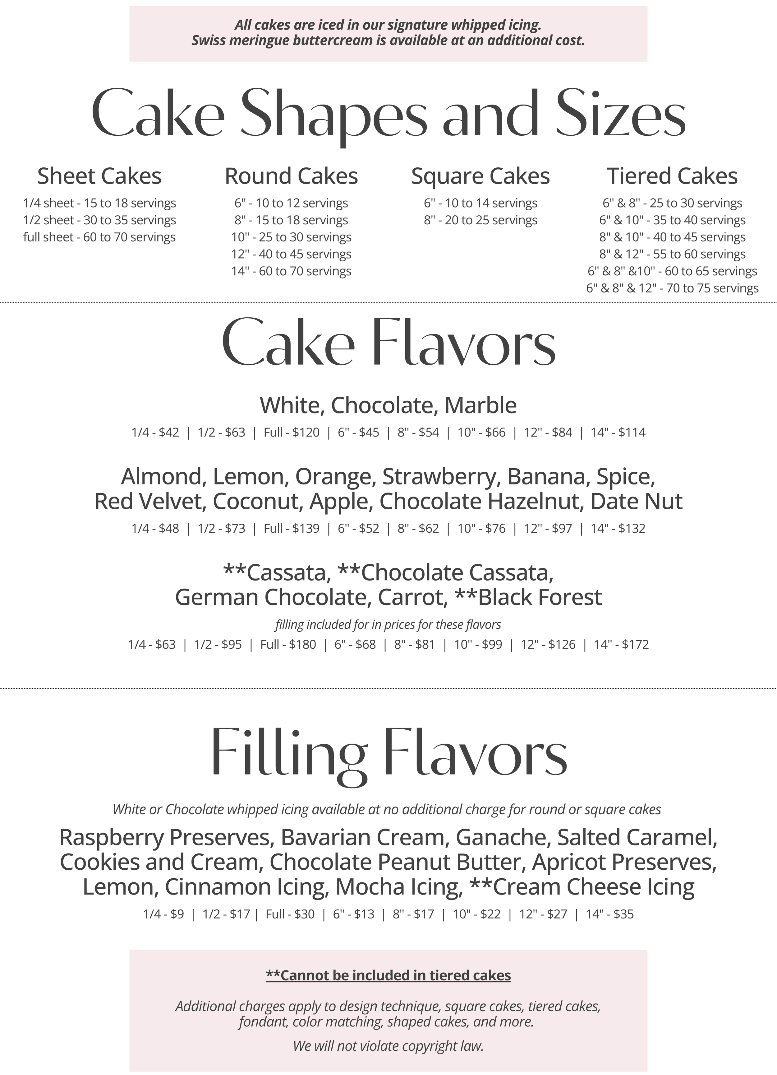 Cake Menus With Pricing Cake Menu Vectors Download Free High Quality