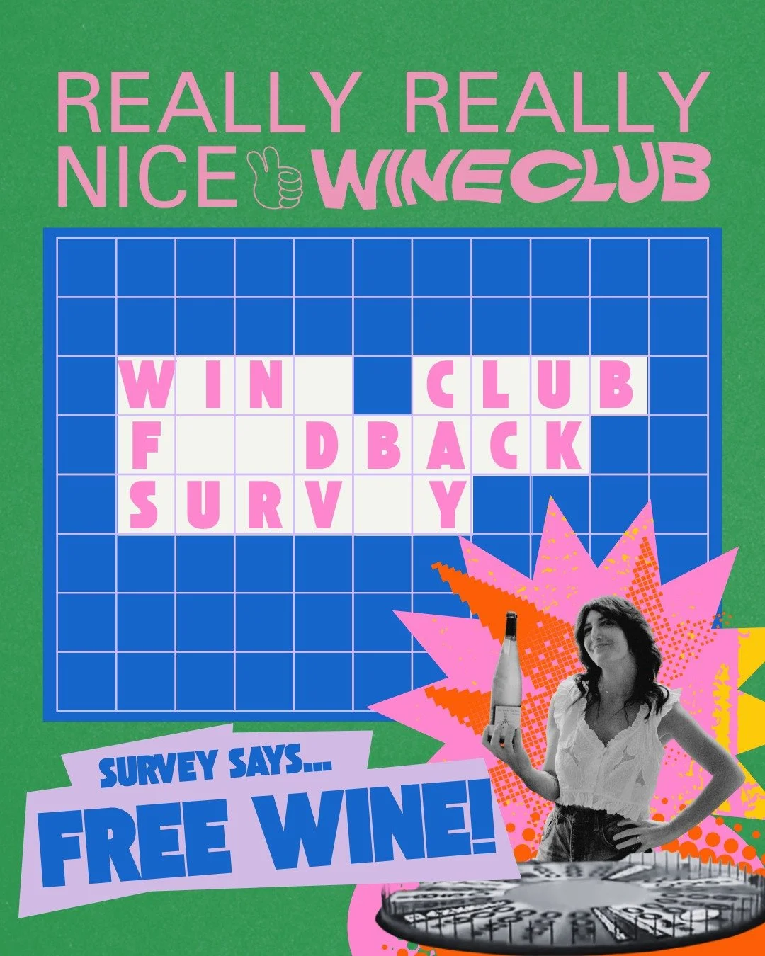 🫵 we want your F E E D B A C K 🫵 

are you a Really Really Nice Wine Club member? club-curious? not a member but want to chime in anyway? 

this is your chance to help us make the Really Really Nice Wine Club better than ever! those 10 mins you're 