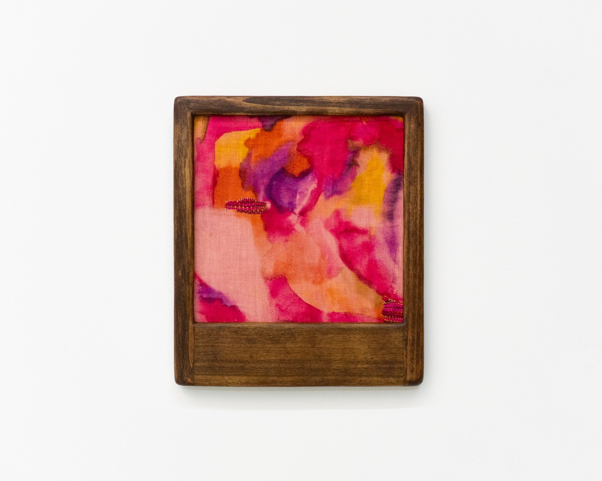 𝘢𝘧𝘵𝘦𝘳𝘪𝘮𝘢𝘨𝘦 𝘟𝘐𝘐. 2026. silkscreen monoprint using fiber reactive dyes on dyed linen, dyed cotton. stretched in poplar artist's frame. 11.5" x 13.5".