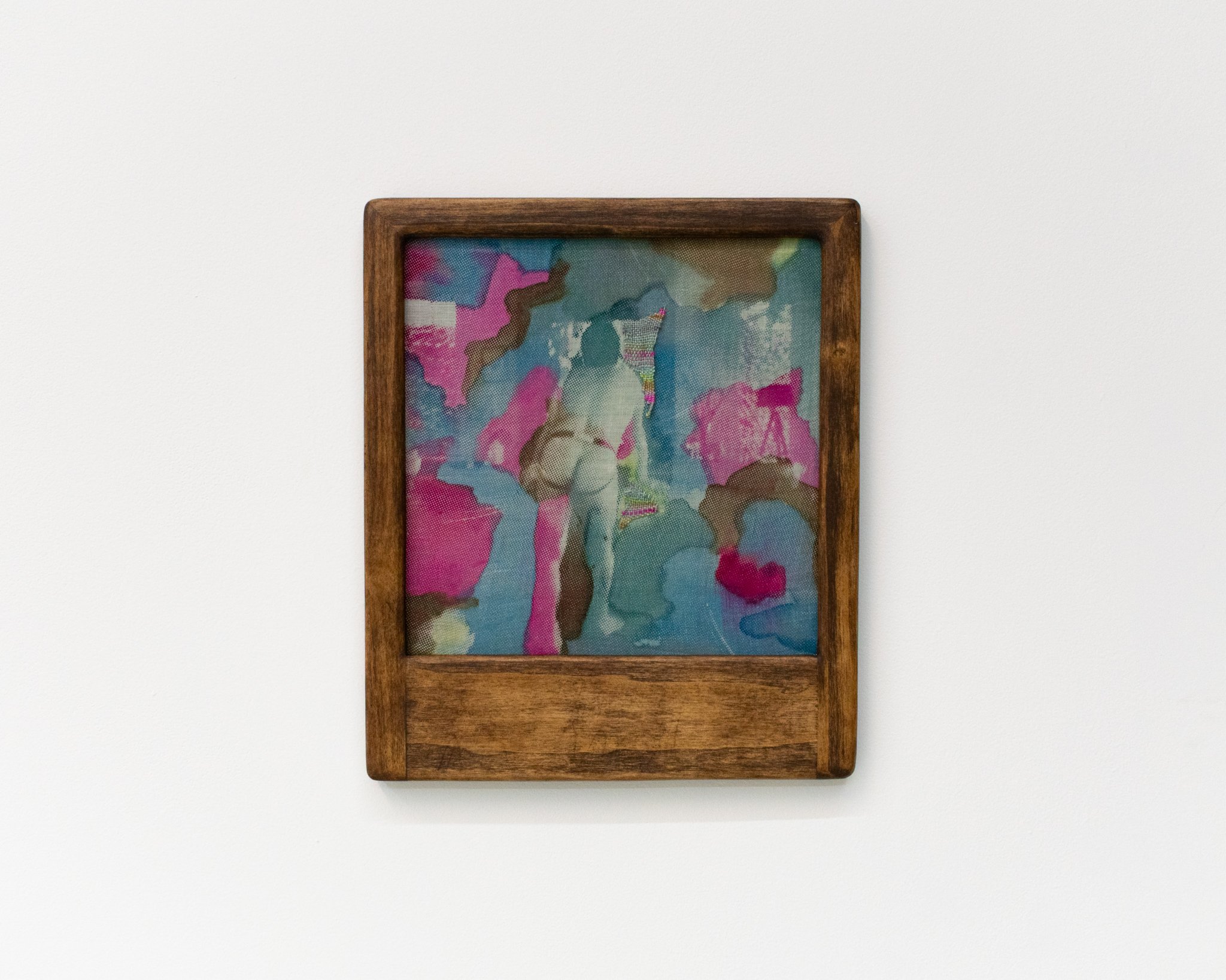 𝘢𝘧𝘵𝘦𝘳𝘪𝘮𝘢𝘨𝘦 𝘐𝘐𝘐. 2026. silkscreen monoprint using fiber reactive dyes on dyed linen, dyed cotton. stretched in poplar artist's frame. 11.5" x 13.5".