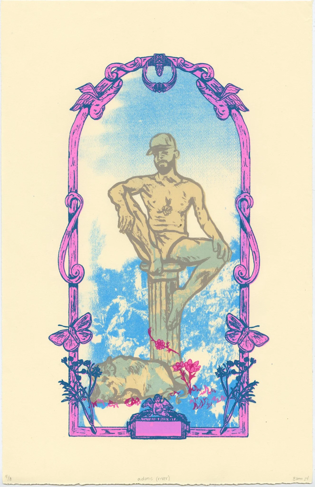 𝘢𝘥𝘰𝘯𝘪𝘴 (𝘳𝘪𝘷𝘦𝘳). 2024. screen print on rives paper. 11"x17". edition of 10