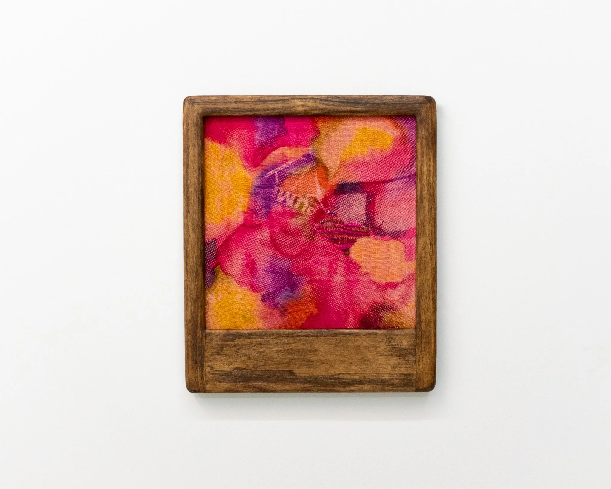 𝘢𝘧𝘵𝘦𝘳𝘪𝘮𝘢𝘨𝘦 𝘐𝘐. 2026. silkscreen monoprint using fiber reactive dyes on dyed linen, dyed cotton. stretched in poplar artist's frame. 11.5" x 13.5".