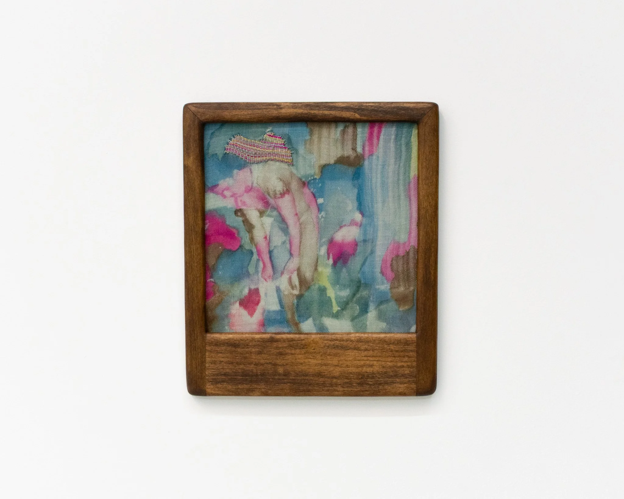 𝘢𝘧𝘵𝘦𝘳𝘪𝘮𝘢𝘨𝘦 𝘐𝘟. 2026. silkscreen monoprint using fiber reactive dyes on dyed linen, dyed cotton. stretched in poplar artist's frame. 11.5" x 13.5".