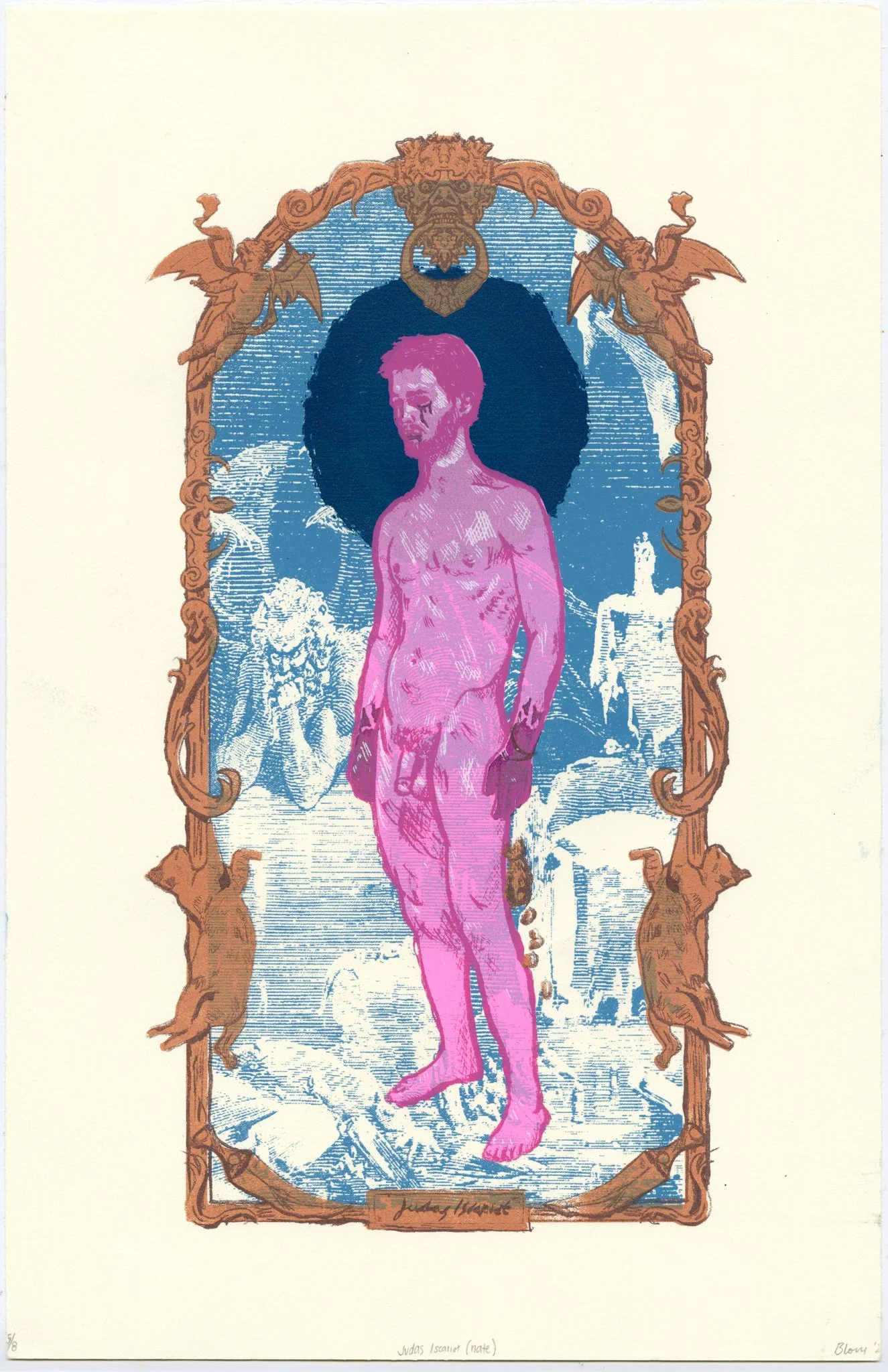 𝘫𝘶𝘥𝘢𝘴 𝘪𝘴𝘤𝘢𝘳𝘪𝘰𝘵 (𝘯𝘢𝘵𝘦). 2024. screen print on rives paper. 11"x17". edition of 10