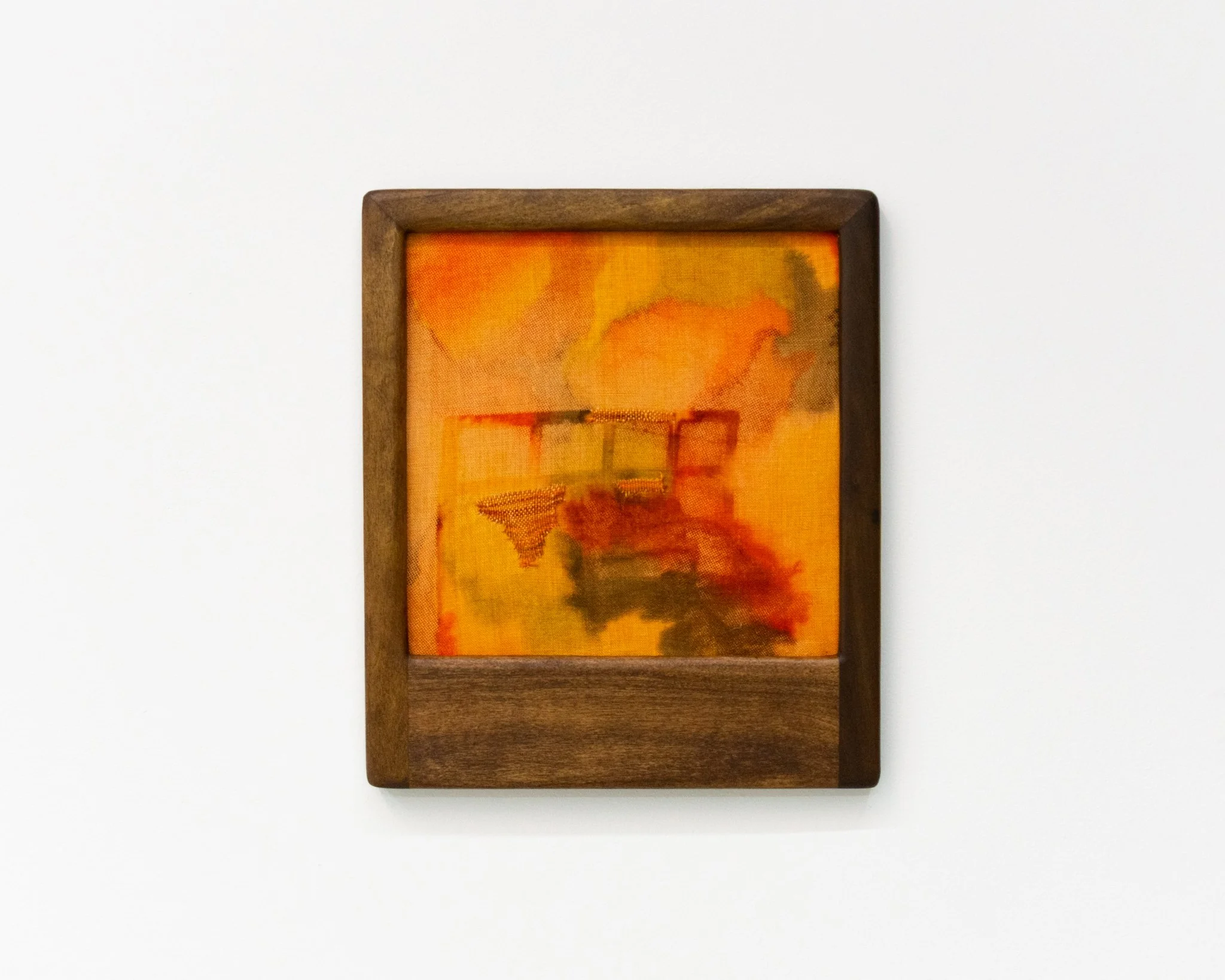 𝘢𝘧𝘵𝘦𝘳𝘪𝘮𝘢𝘨𝘦 𝘐𝘝. 2026. silkscreen monoprint using fiber reactive dyes on dyed linen, dyed cotton. stretched in poplar artist's frame. 11.5" x 13.5".