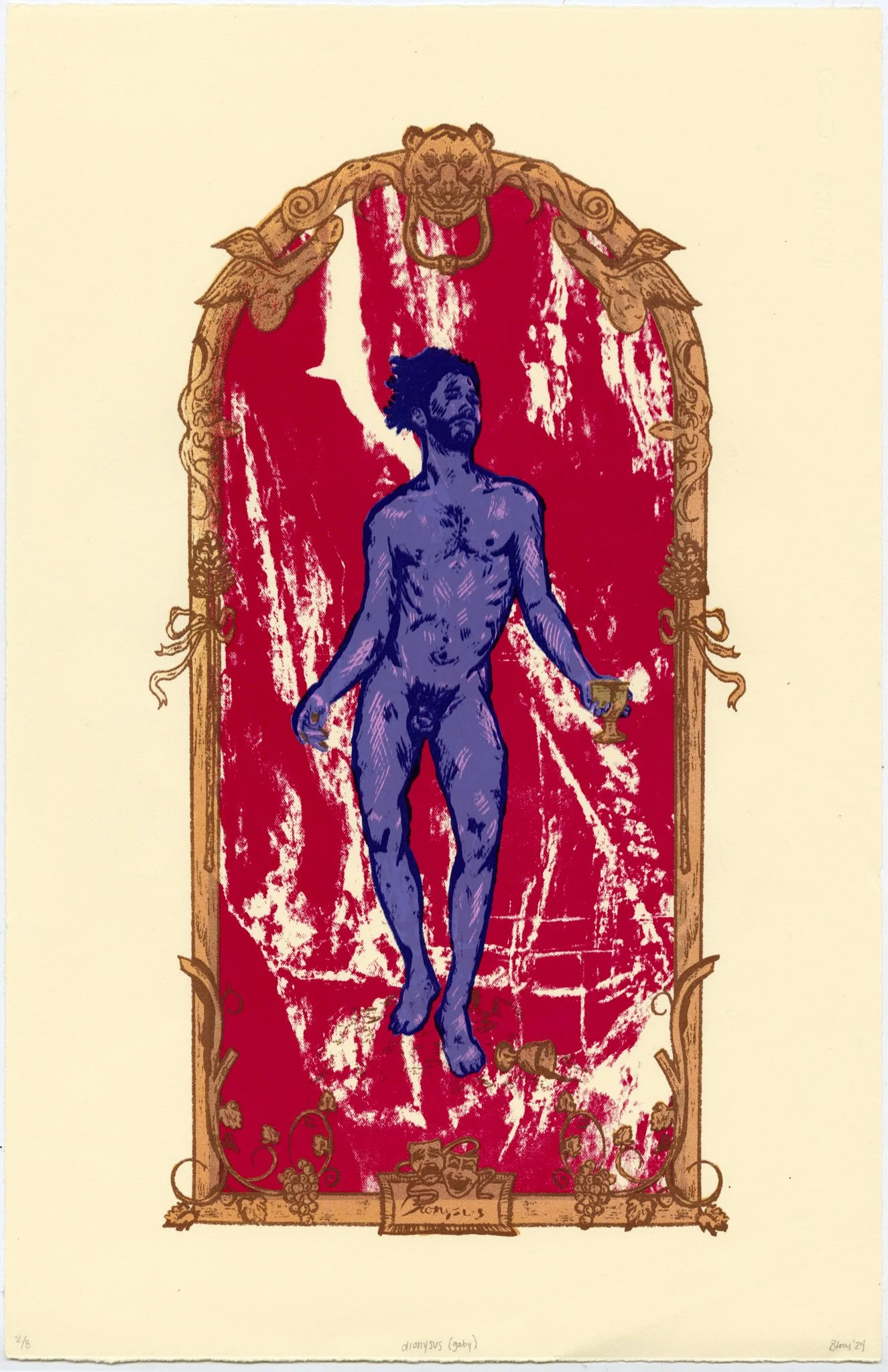 𝘥𝘪𝘰𝘯𝘺𝘴𝘶𝘴 (𝘨𝘢𝘣𝘺). 2024. screen print on rives paper. 11"x17". edition of 10