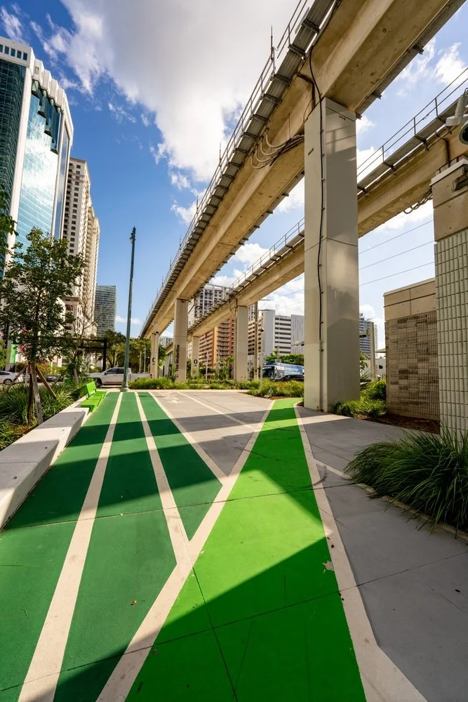 The Underline linear park and trail beneath Miami Metrorail