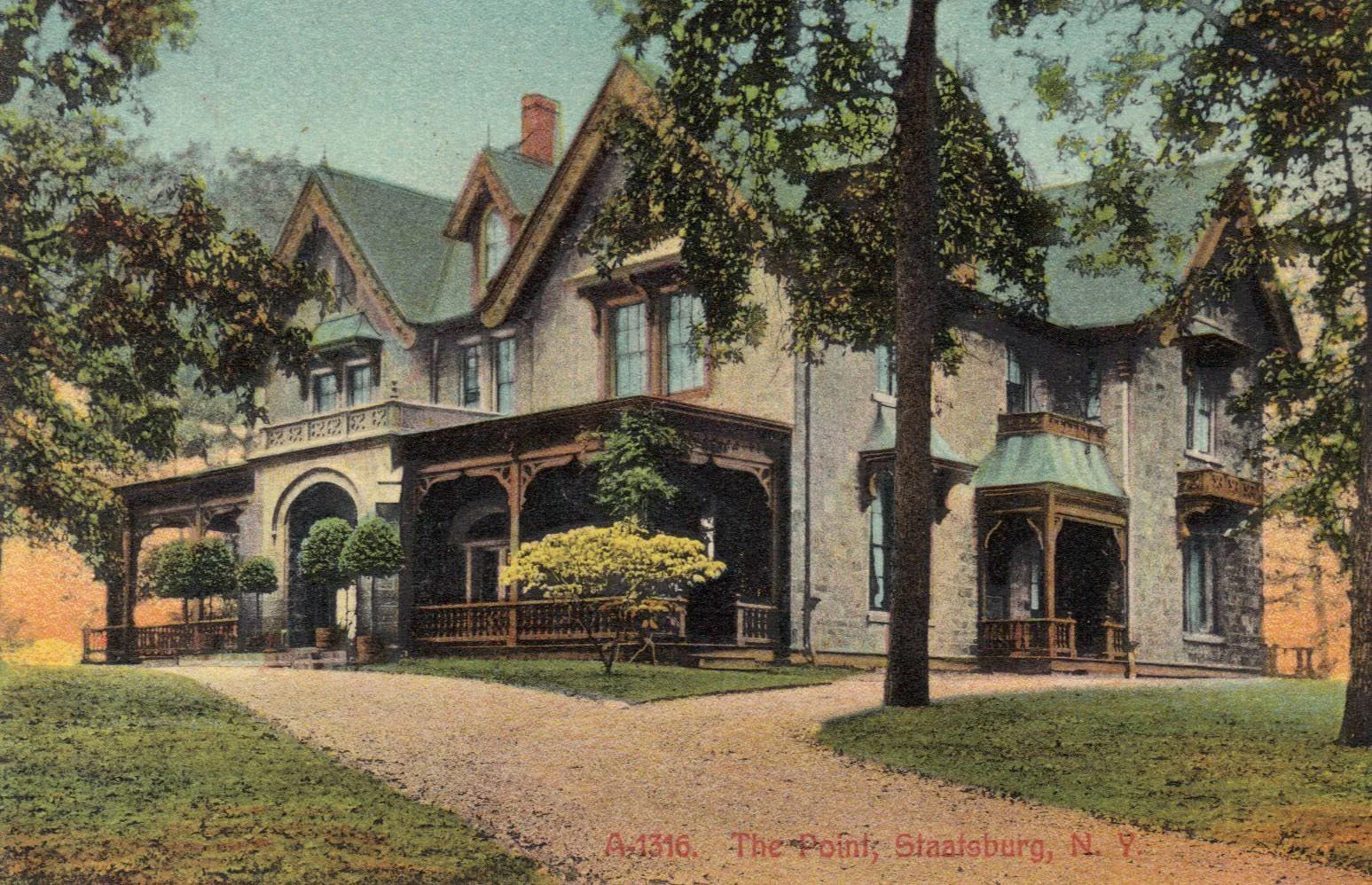 Color postcard of the Hoyt residence, c. 1857
