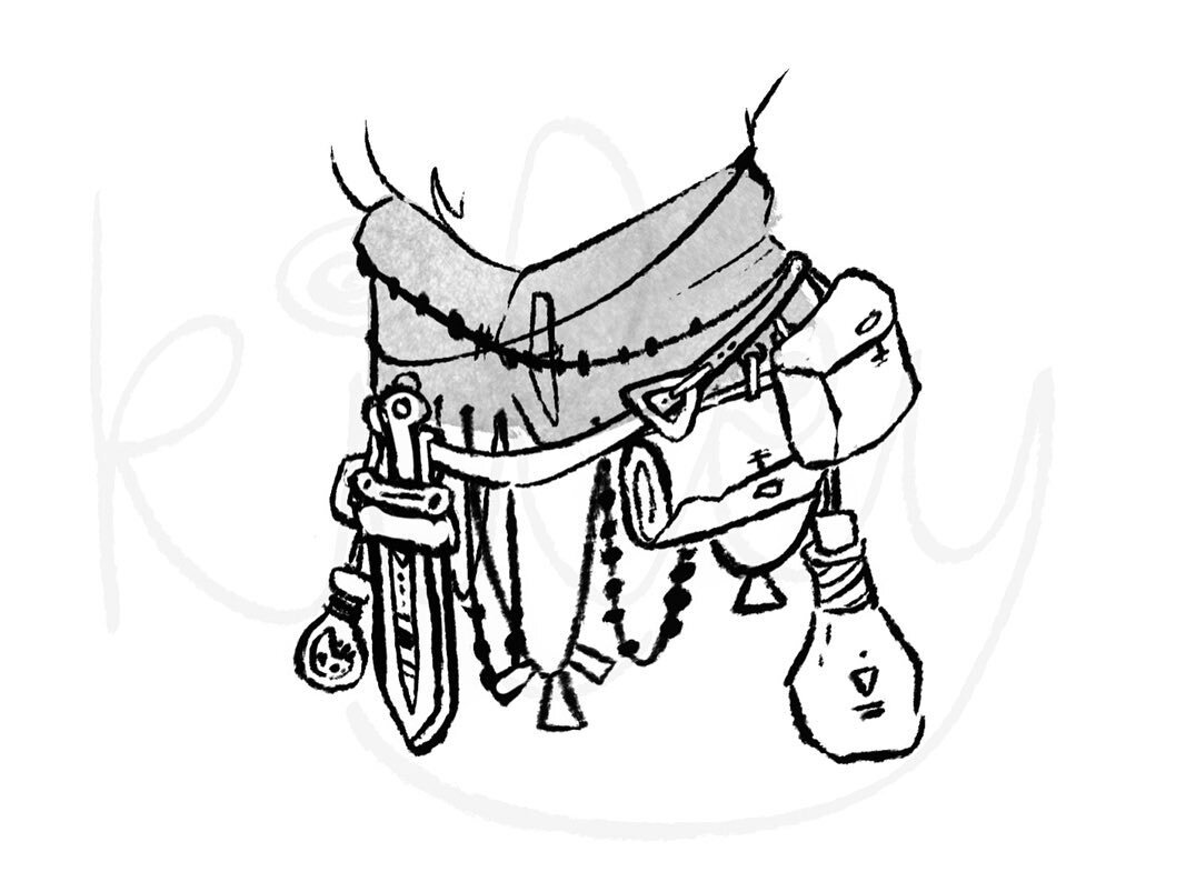 &ldquo;How do you keep your pants up?&rdquo;
&hellip;&rdquo;belt&rdquo; 

Just a little prop design for my animated assets class. I need to start posting more of my sketches honestly. 

#propdesign #illustration #conceptart #art #worldbuilding #belt 