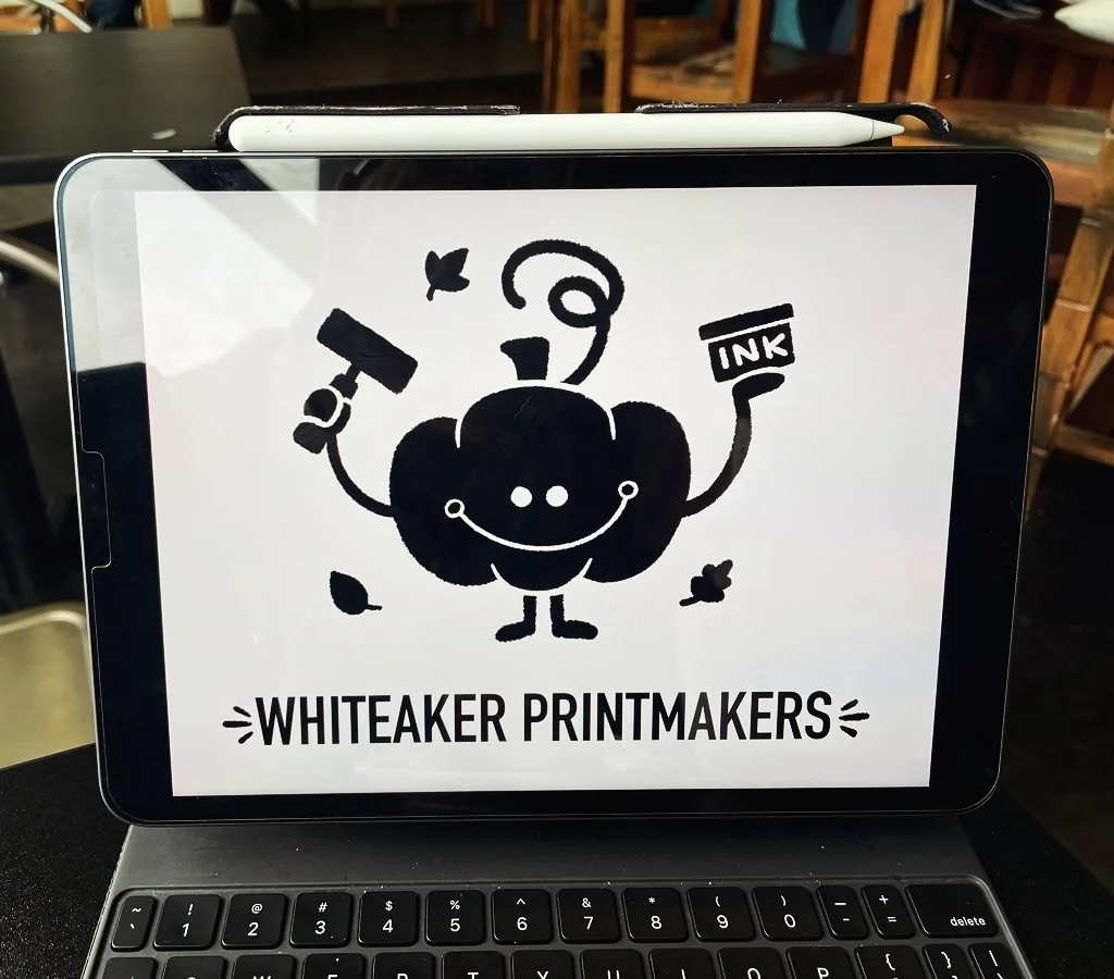 Spooky season calls for some spooky themed screen printing. 
I made this little pumpkin printer for the studio! If you&rsquo;re in the Eugene area and want to try your hand at screen printing stop by Whiteaker Printmakers on October 25th 5pm-8pm! You